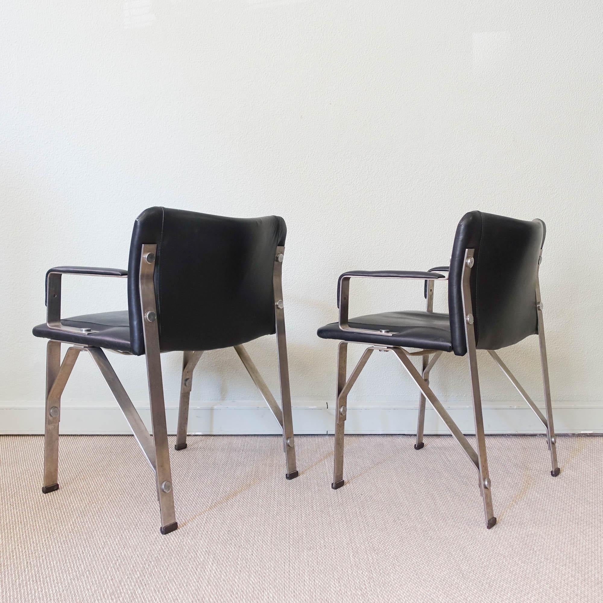 Late 20th Century Brutalist Pair of Armchairs by Gilberto Lopes, 1970's