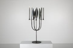 Brutalist Pair of Candelabras with Mirrors