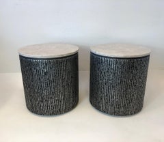 Brutalist Pair of Drum Side Table by Form and Surfaces for Steve Chase