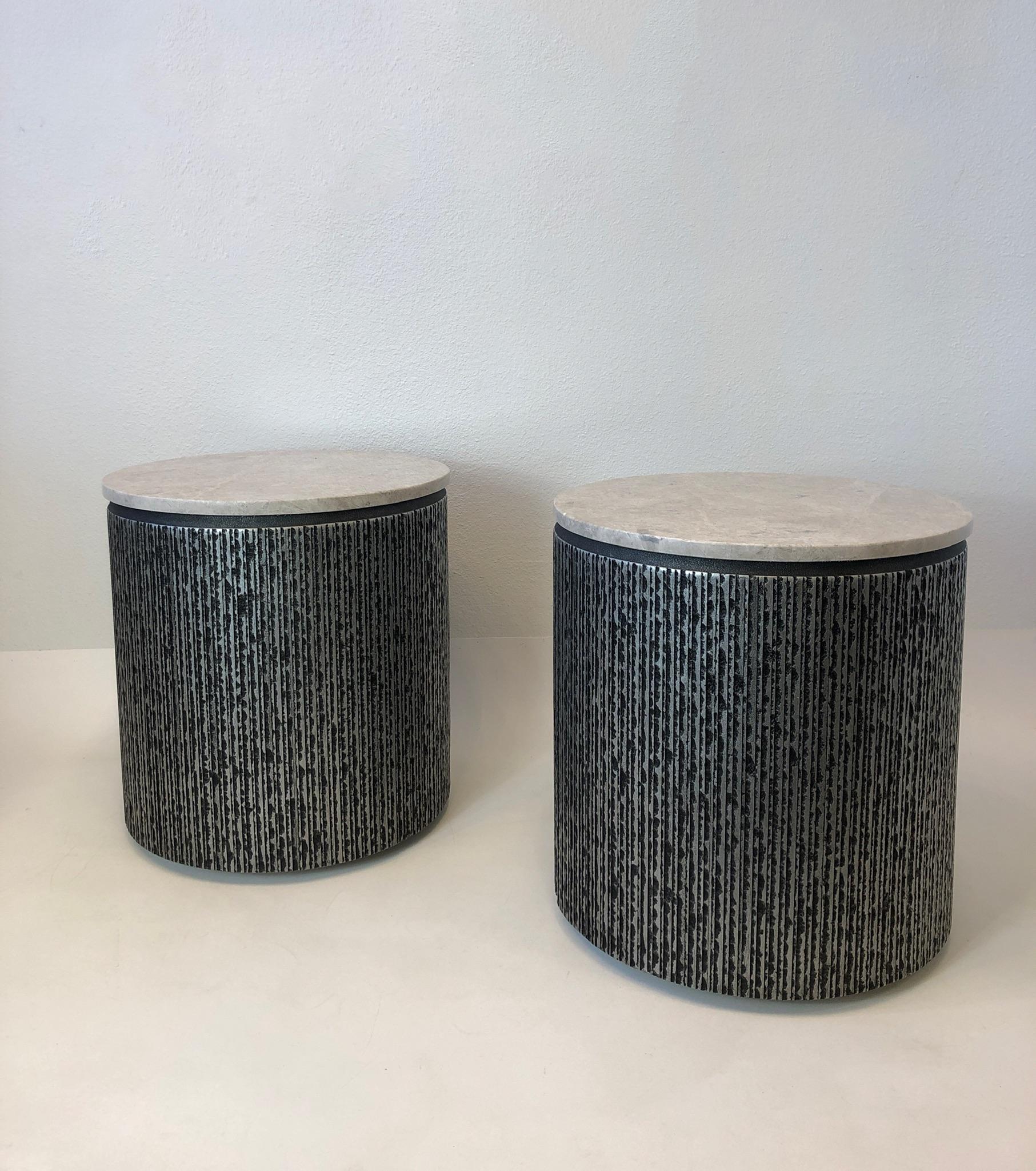 stone drum side table