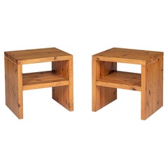 Used Brutalist Pair of Pine Side / Bedside Tables by Sven Larsson, 1970's
