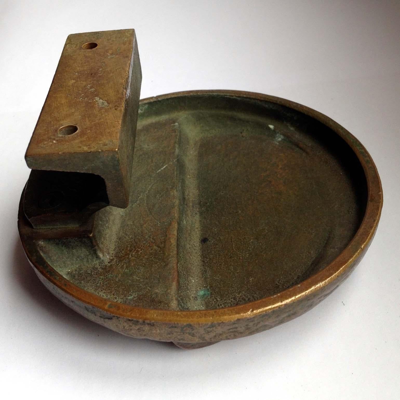 Brutalist Pair of Round Bronze Brutalist Push and Pull 1970s Door Handles 5