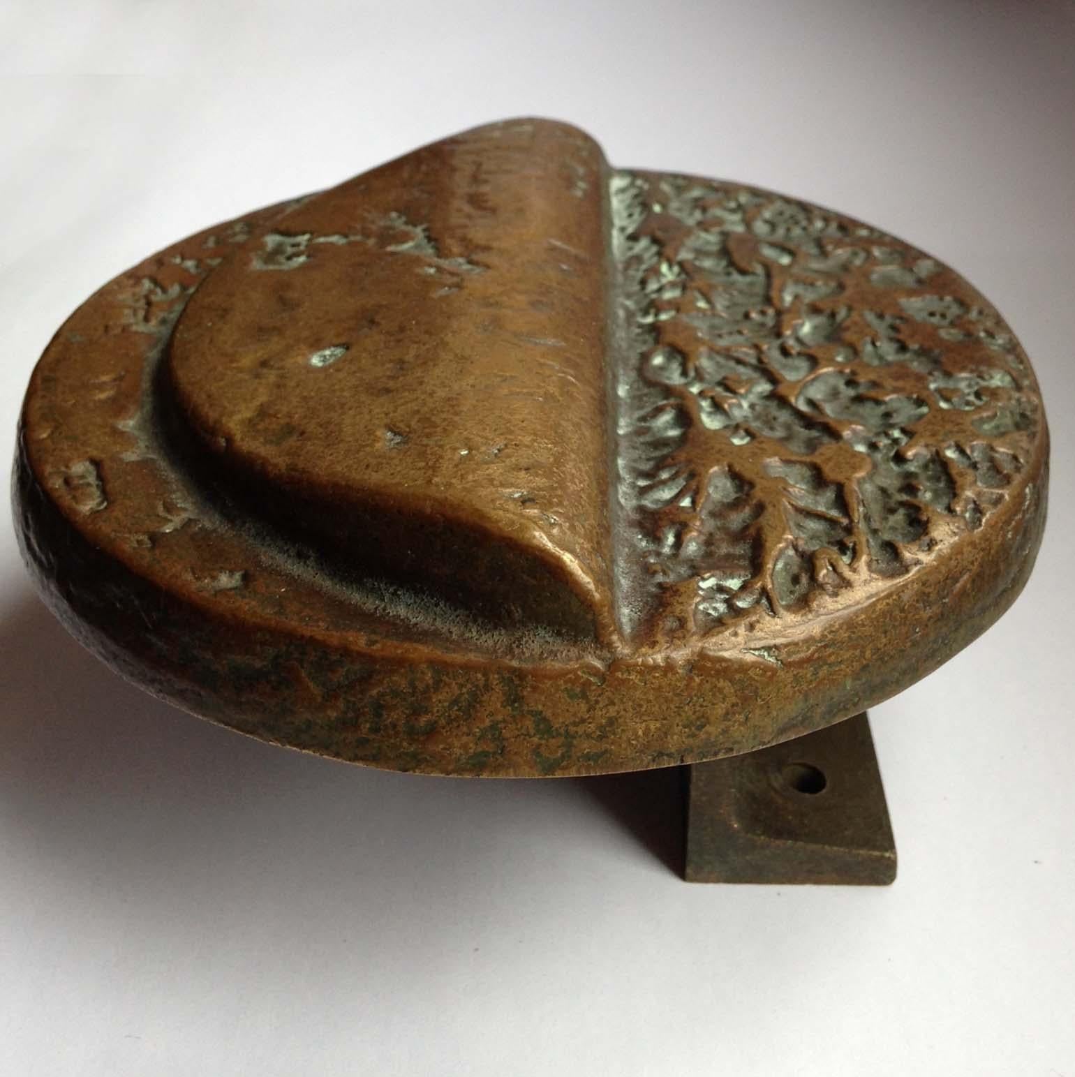 Mid-Century Modern Brutalist Pair of Round Bronze Brutalist Push and Pull 1970s Door Handles