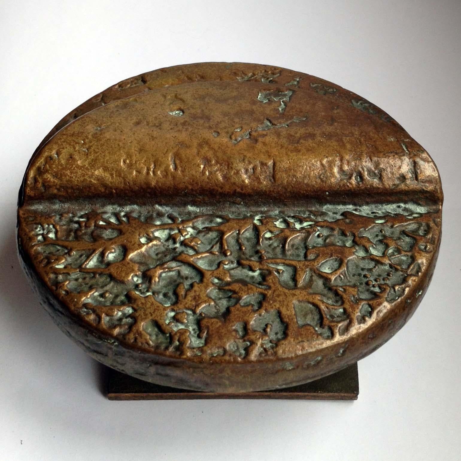 European Brutalist Pair of Round Bronze Brutalist Push and Pull 1970s Door Handles