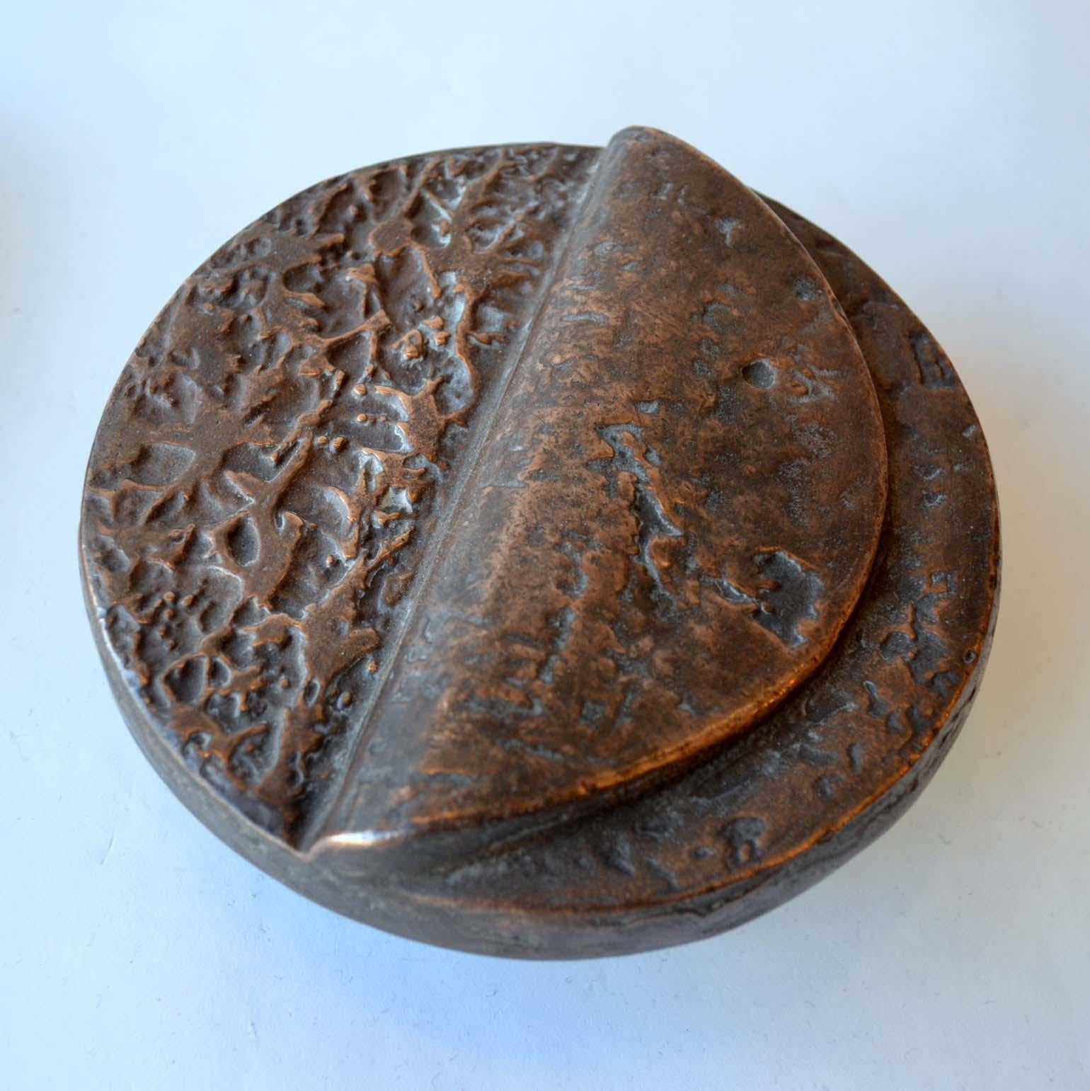 Late 20th Century Pair of Round Bronze Brutalist Push and Pull Door Handles