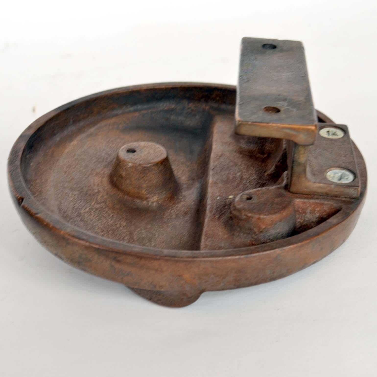Brutalist Pair of Round Bronze Brutalist Push and Pull 1970s Door Handles 7