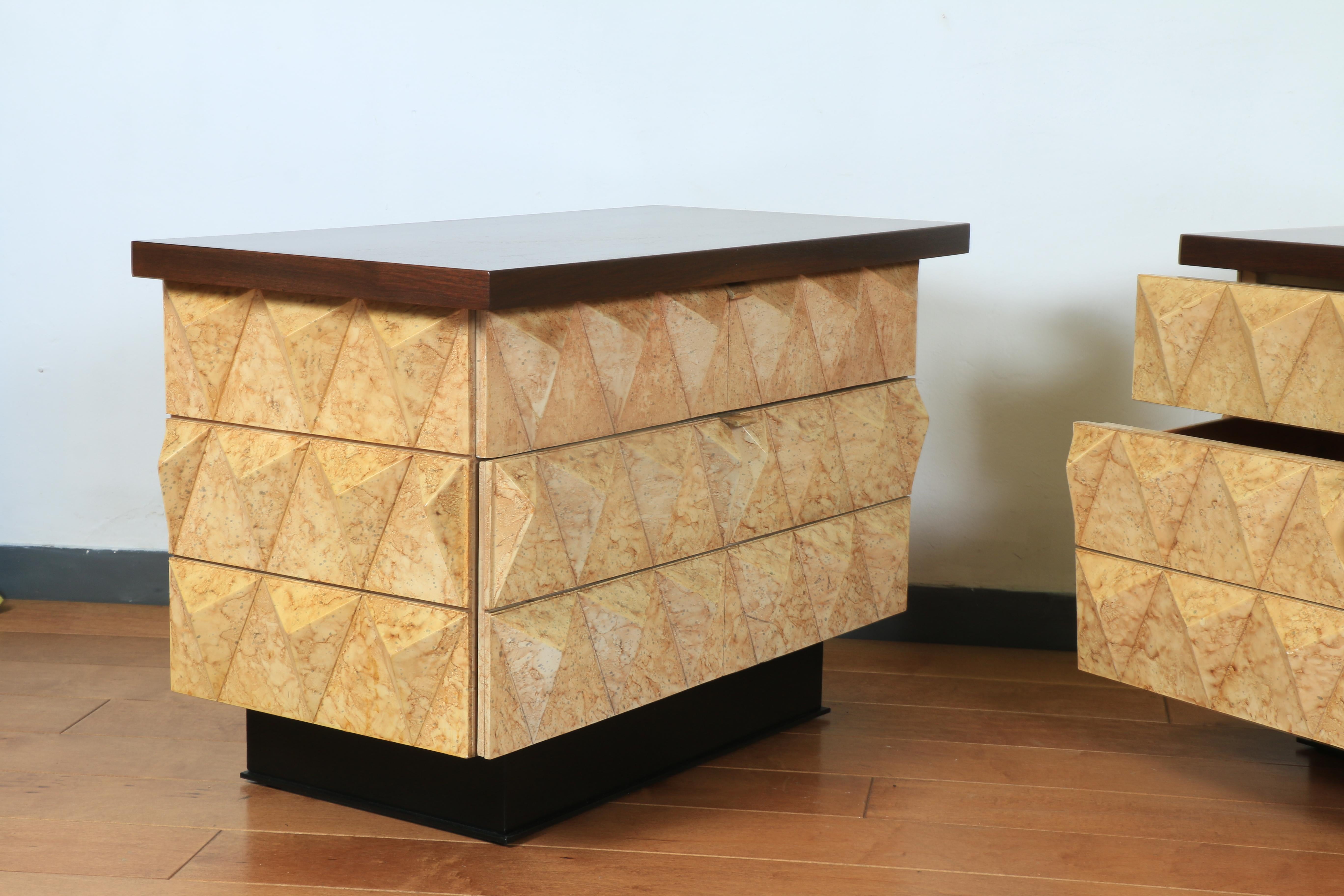 Late 20th Century Brutalist Pair of Sculptural Pair of Cabinets