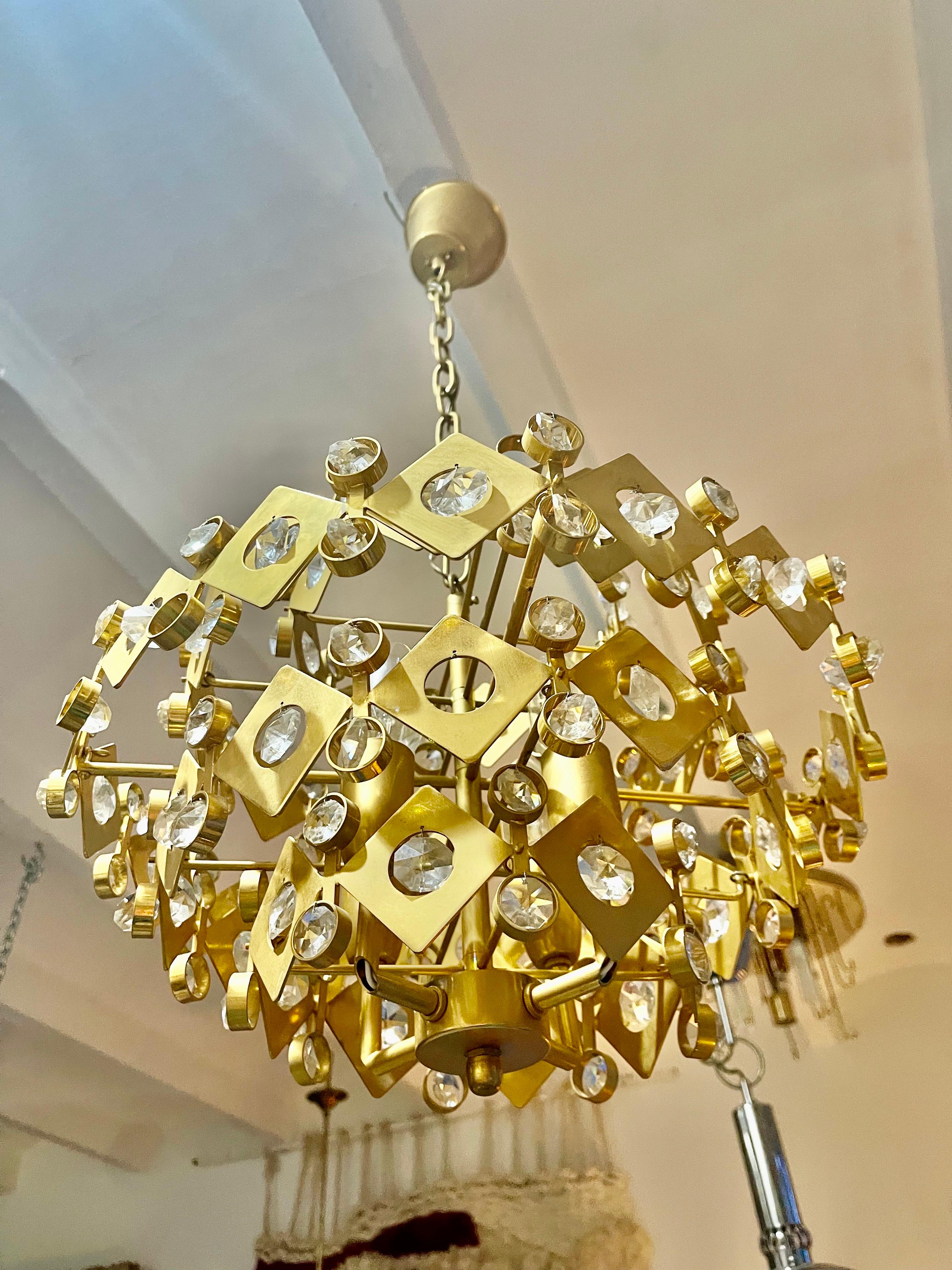 Mid-Century Modern Brutalist Palwa cristal and gilt gold , 1960s For Sale