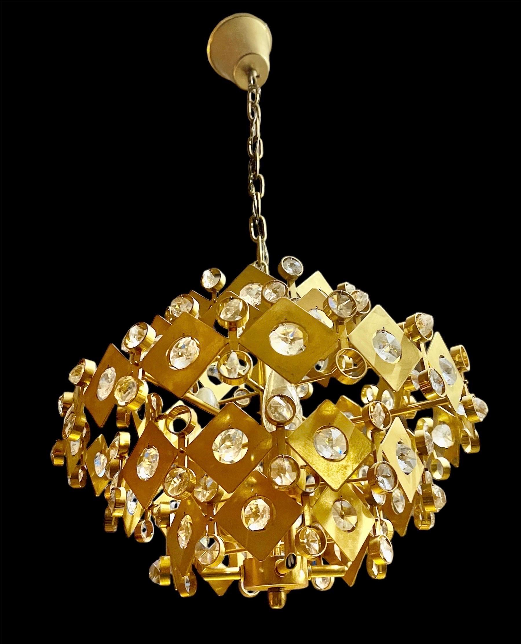 German Brutalist Palwa cristal and gilt gold , 1960s For Sale