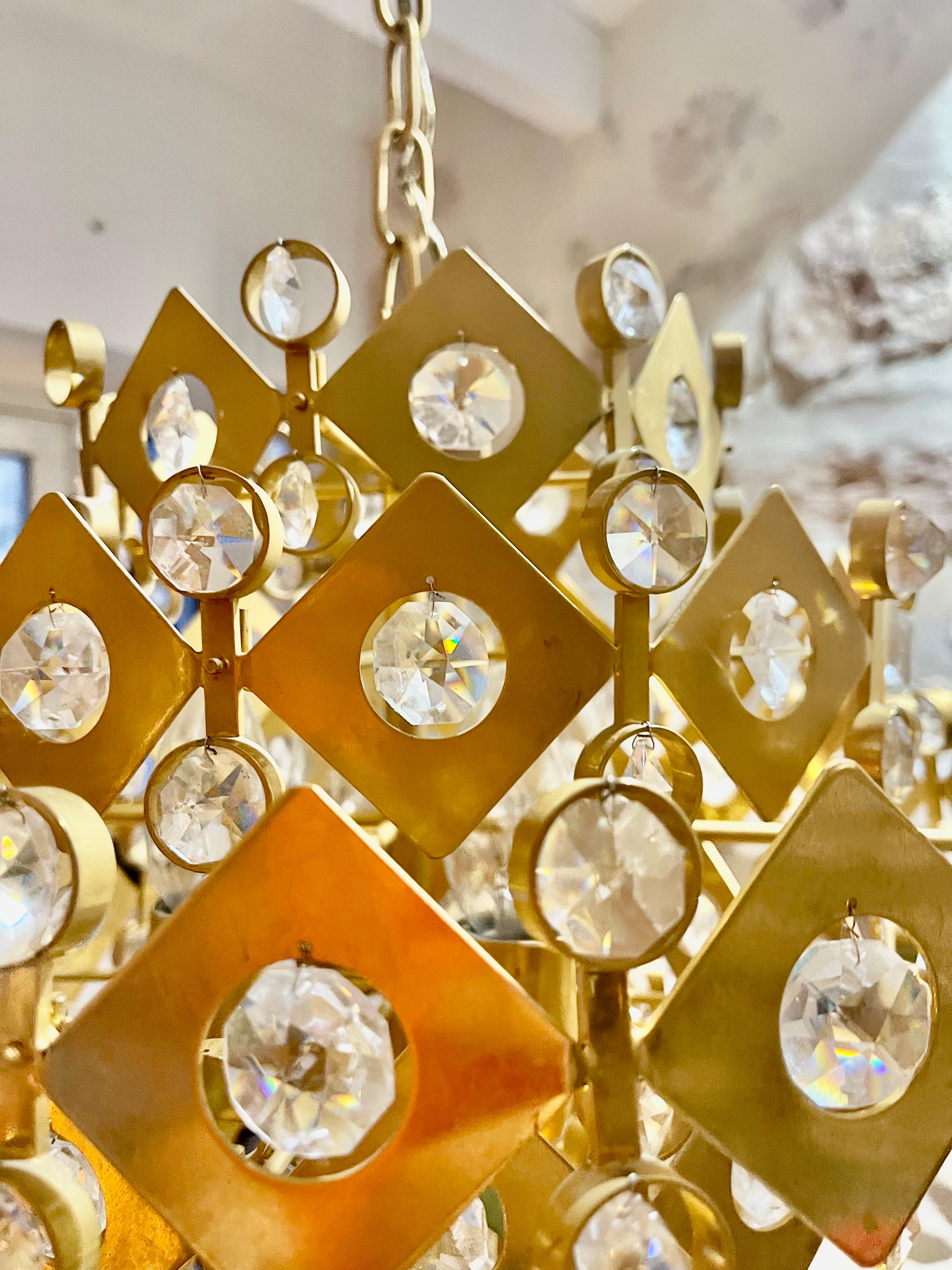 Mid-20th Century Brutalist Palwa cristal and gilt gold , 1960s For Sale