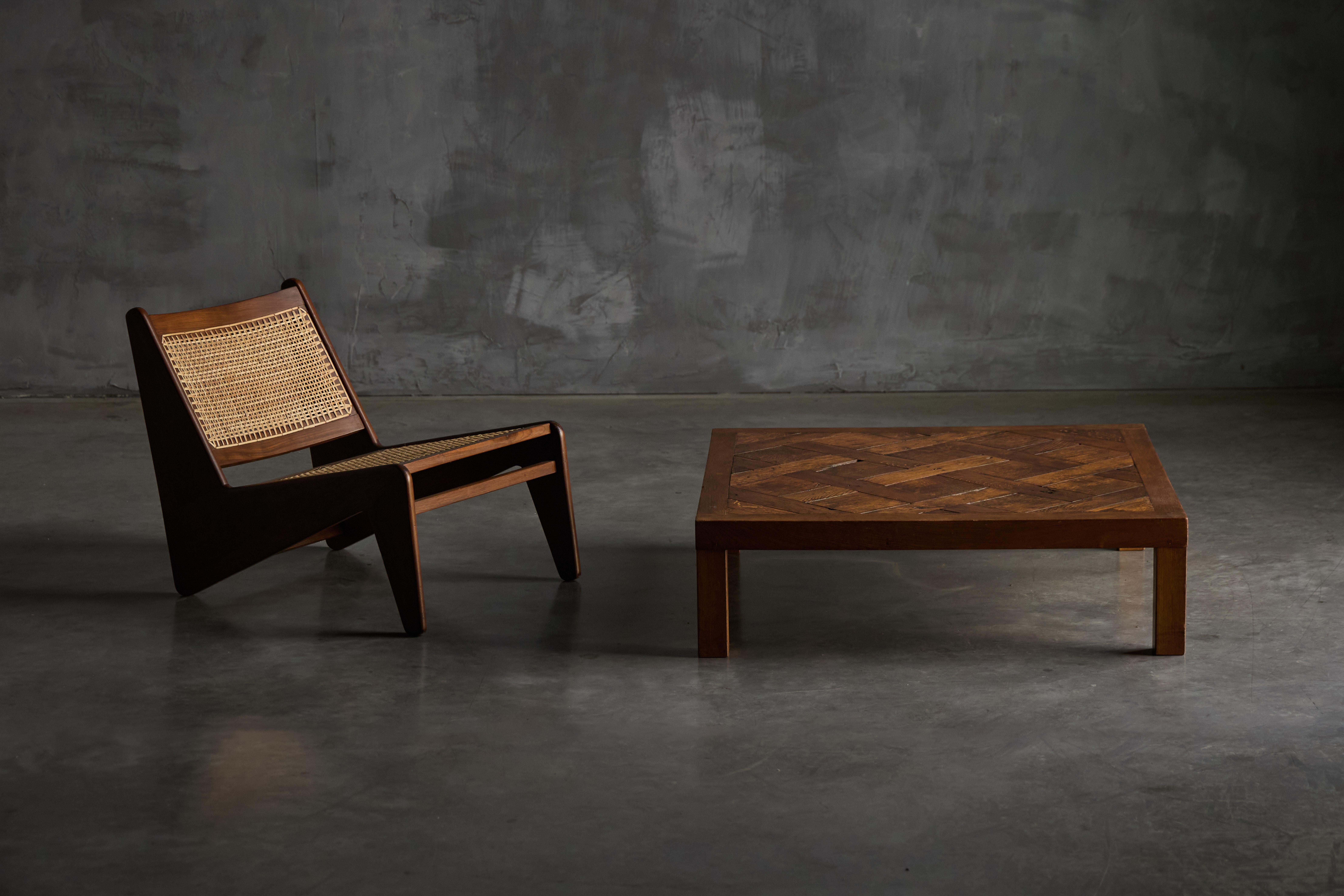 Brutalist Parquet Coffee Table, France, 1970s For Sale 5