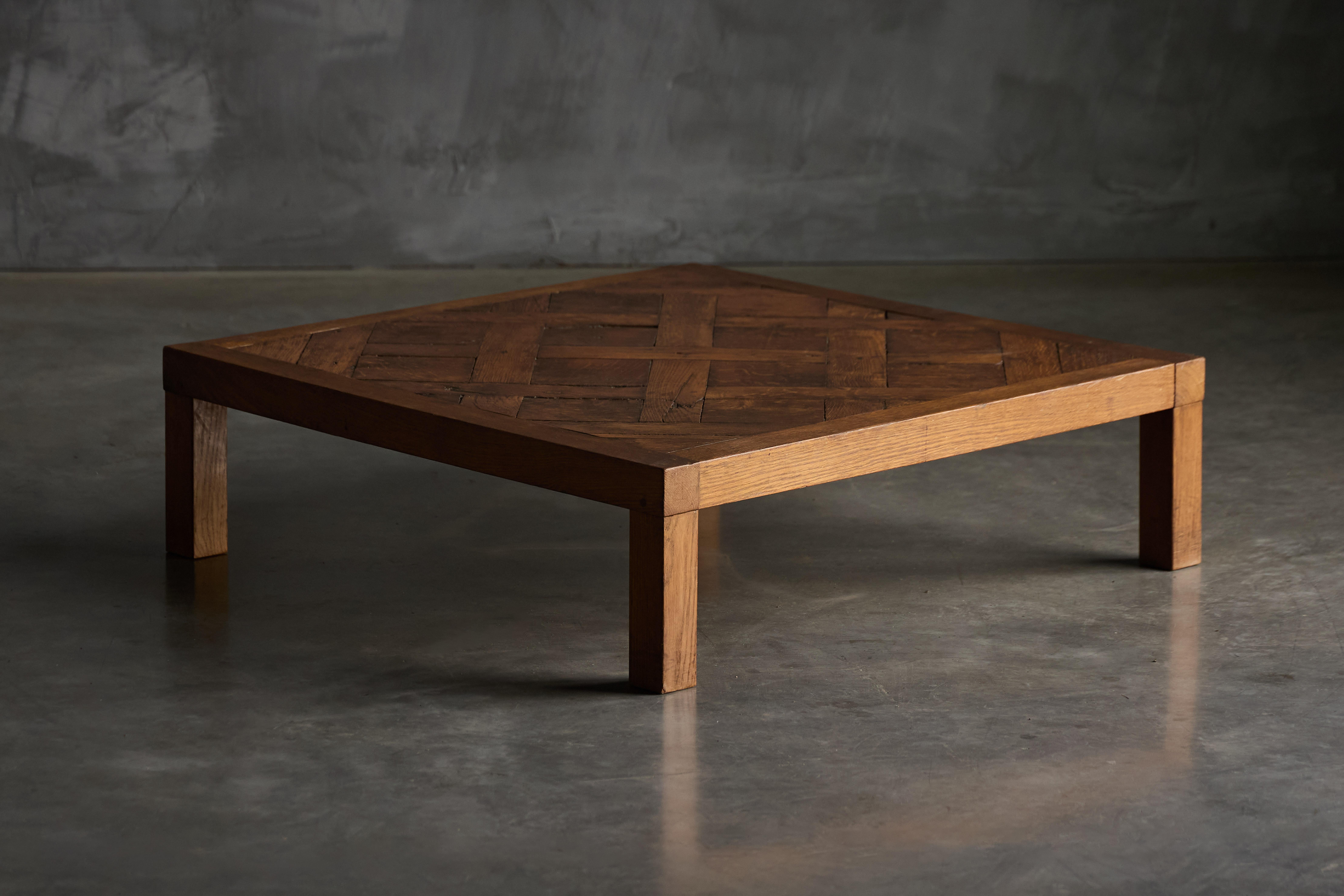 Brutalist Parquet Coffee Table, France, 1970s For Sale 6
