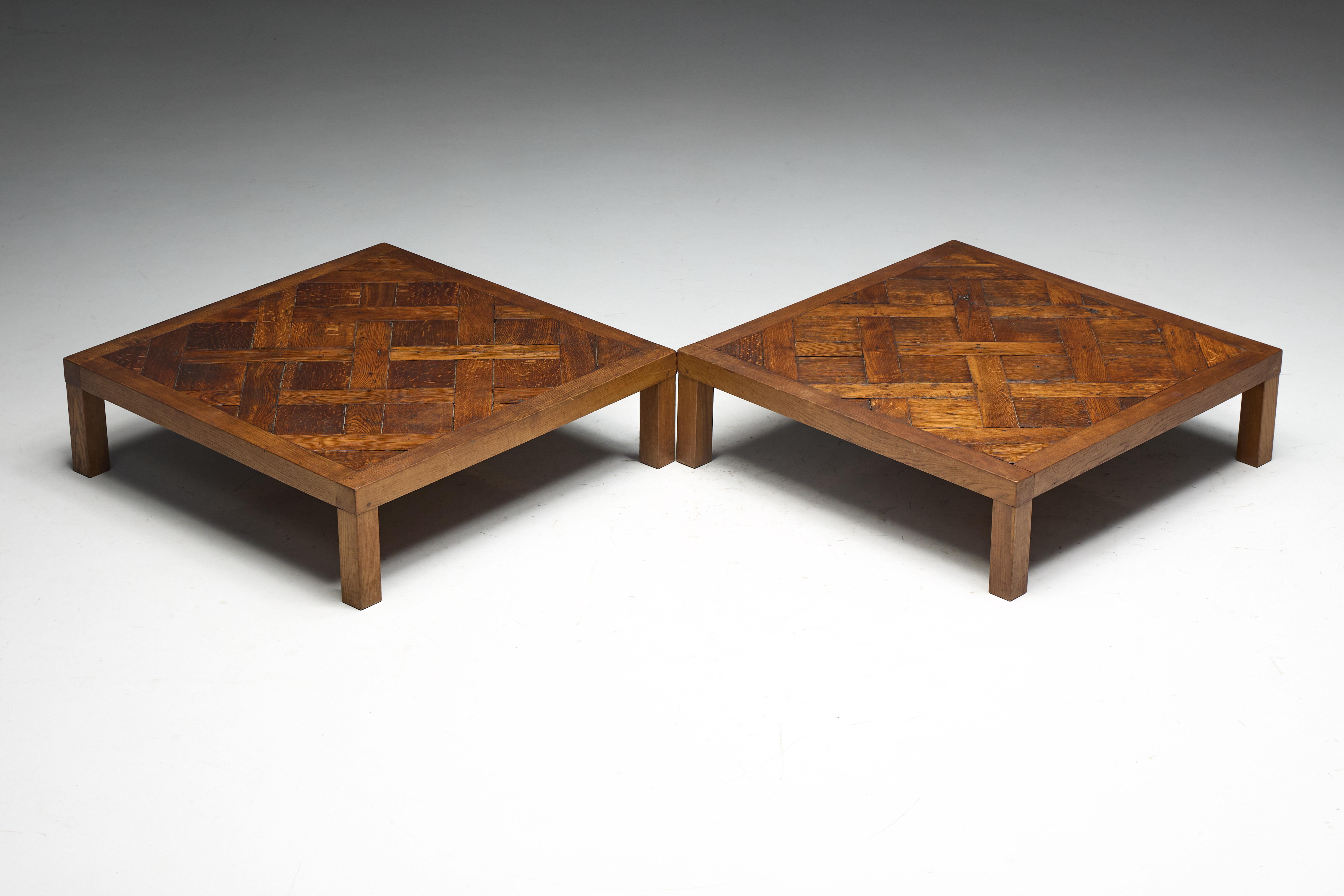 Brutalist Parquet Coffee Table, France, 1970s For Sale 7