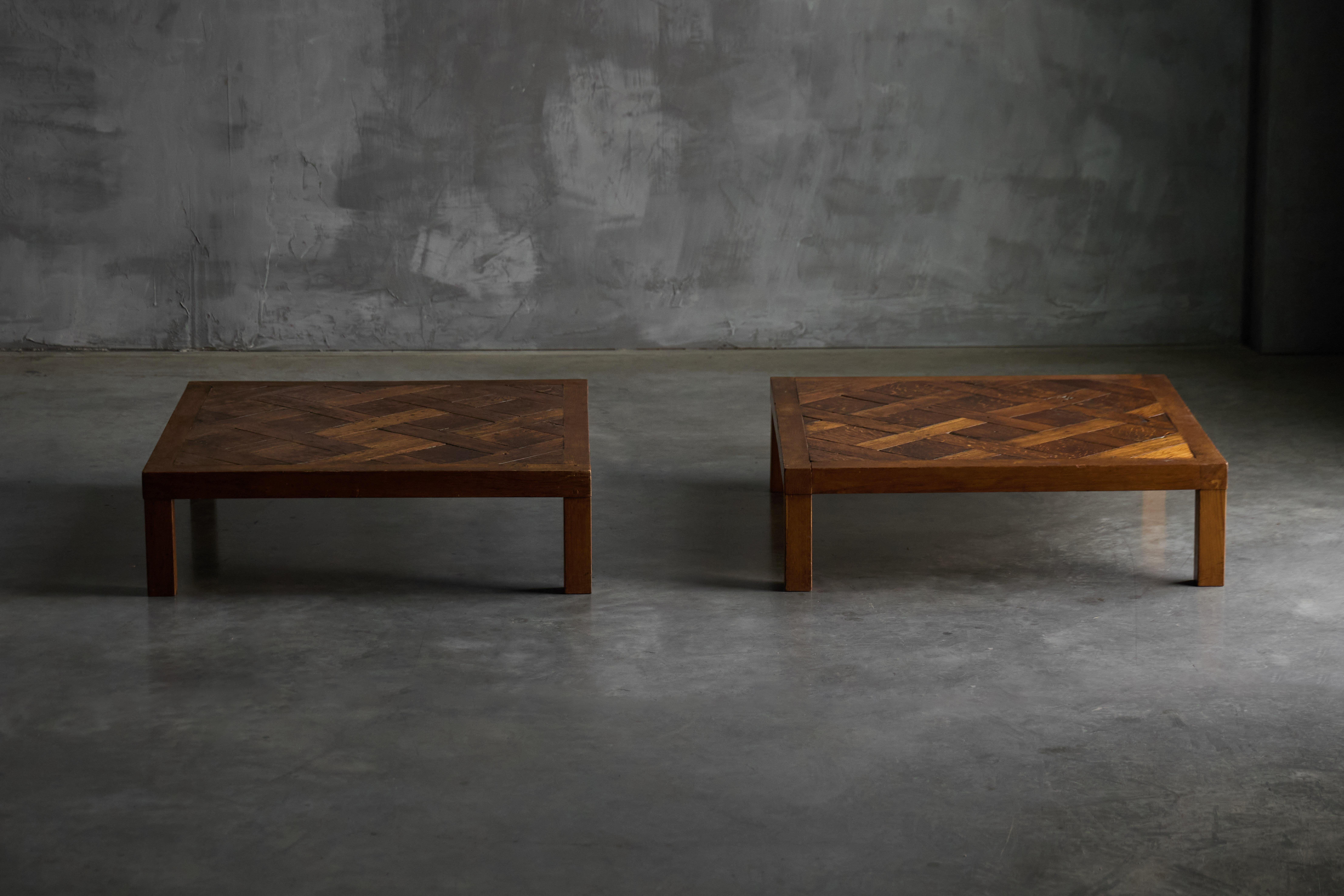 Brutalist Parquet Coffee Table, France, 1970s In Good Condition For Sale In Antwerp, BE