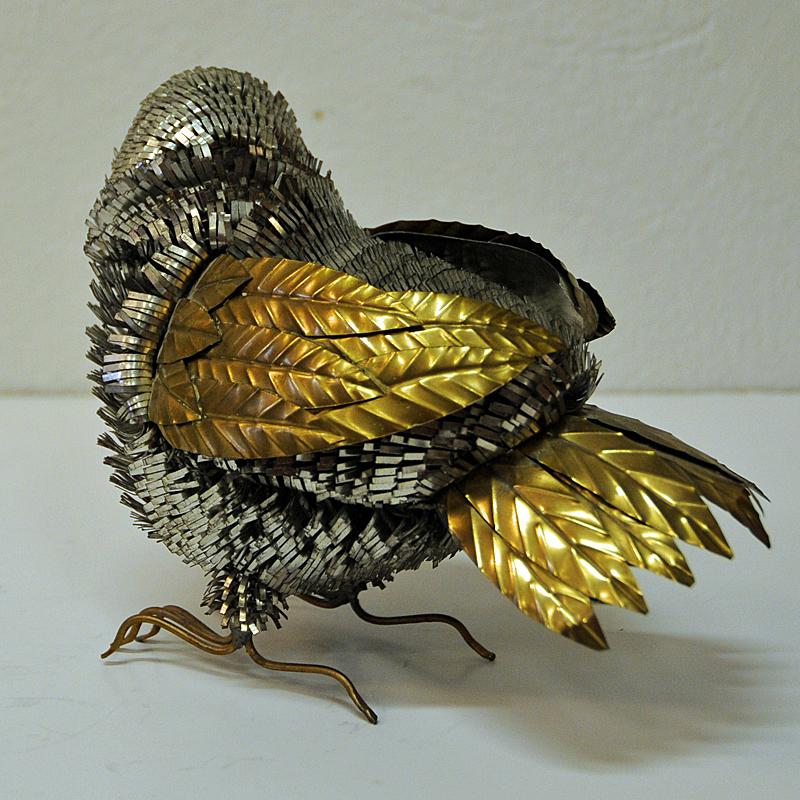 Mid-20th Century Brutalist vintage Parrot in mixed metal in the style of Sergio Bustamante 1960s