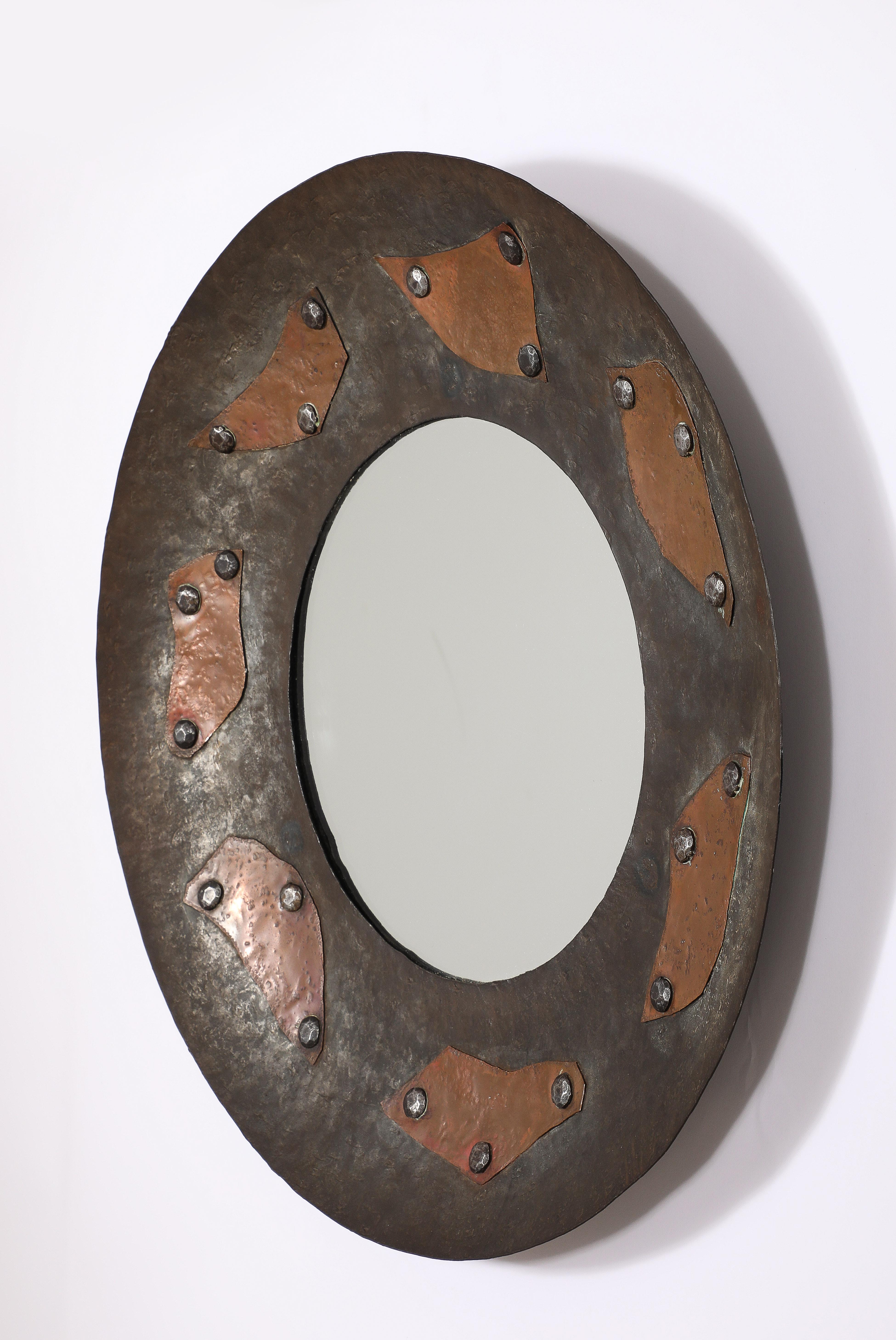 Brutalist Patchwork Mirror, France 1950's For Sale 2