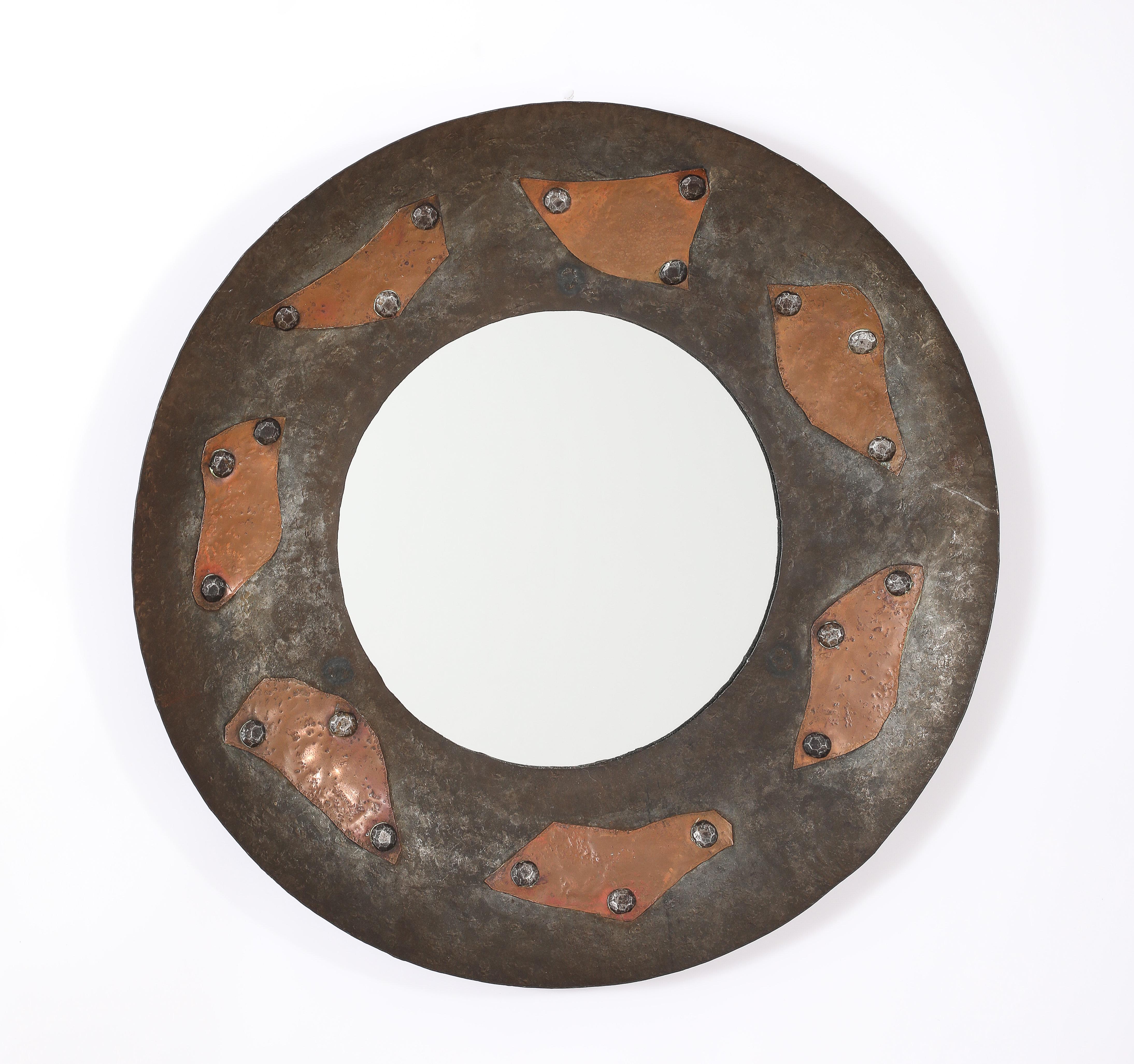 Mid-Century Modern Brutalist Patchwork Mirror, France 1950's For Sale