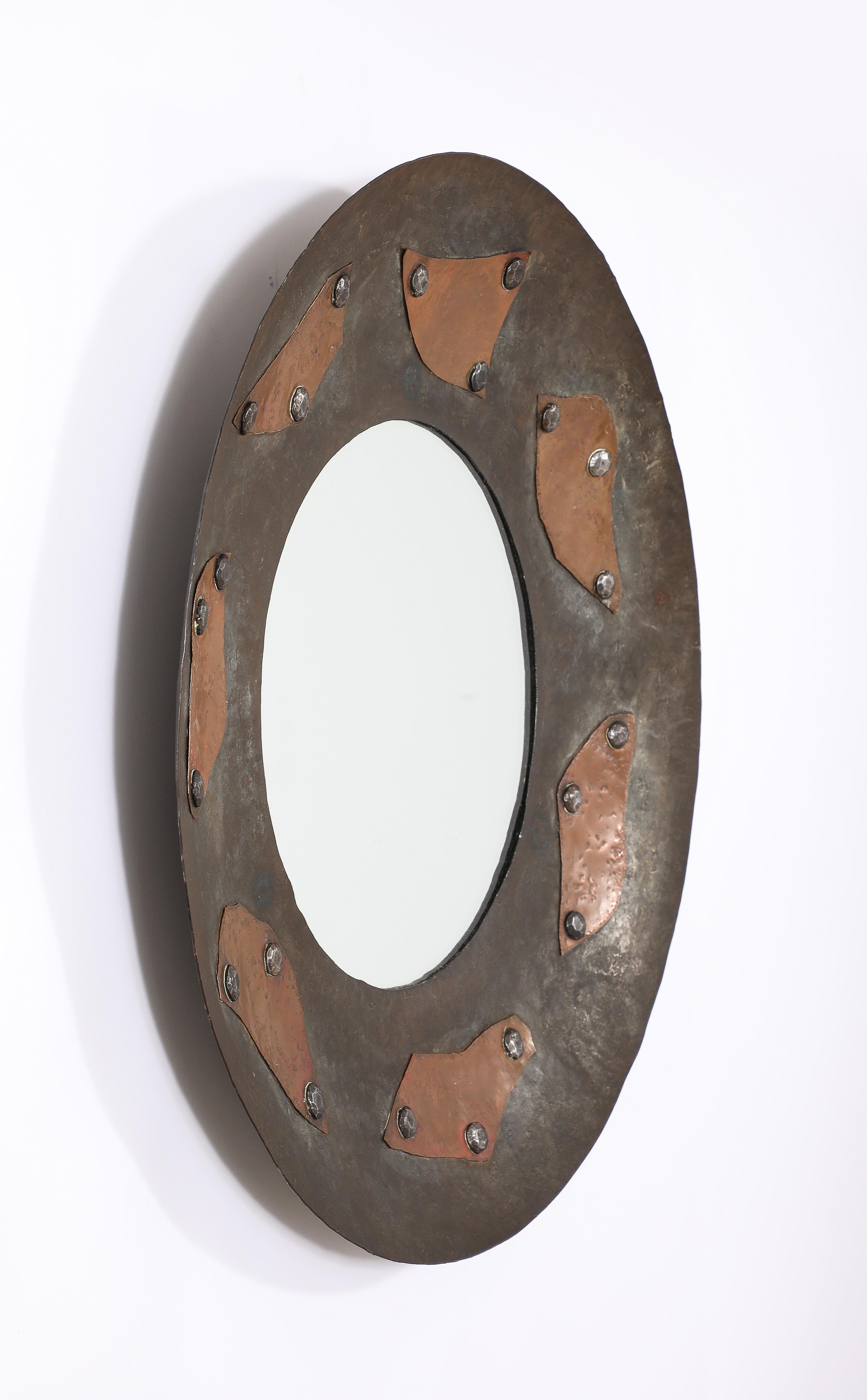 20th Century Brutalist Patchwork Mirror, France 1950's For Sale