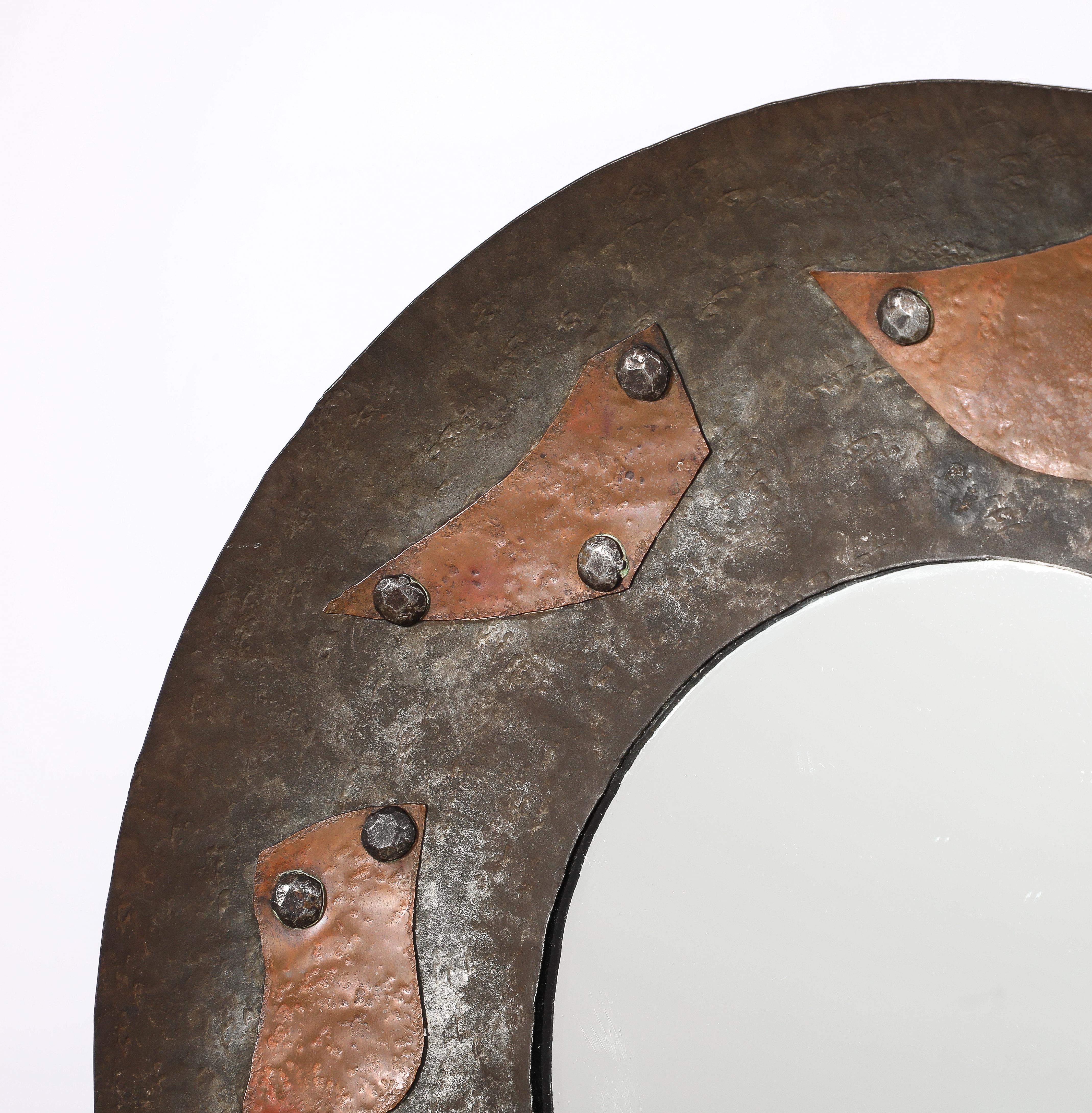 Brutalist Patchwork Mirror, France 1950's For Sale 1