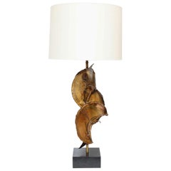 Brutalist Patinated Brass Table Lamp
