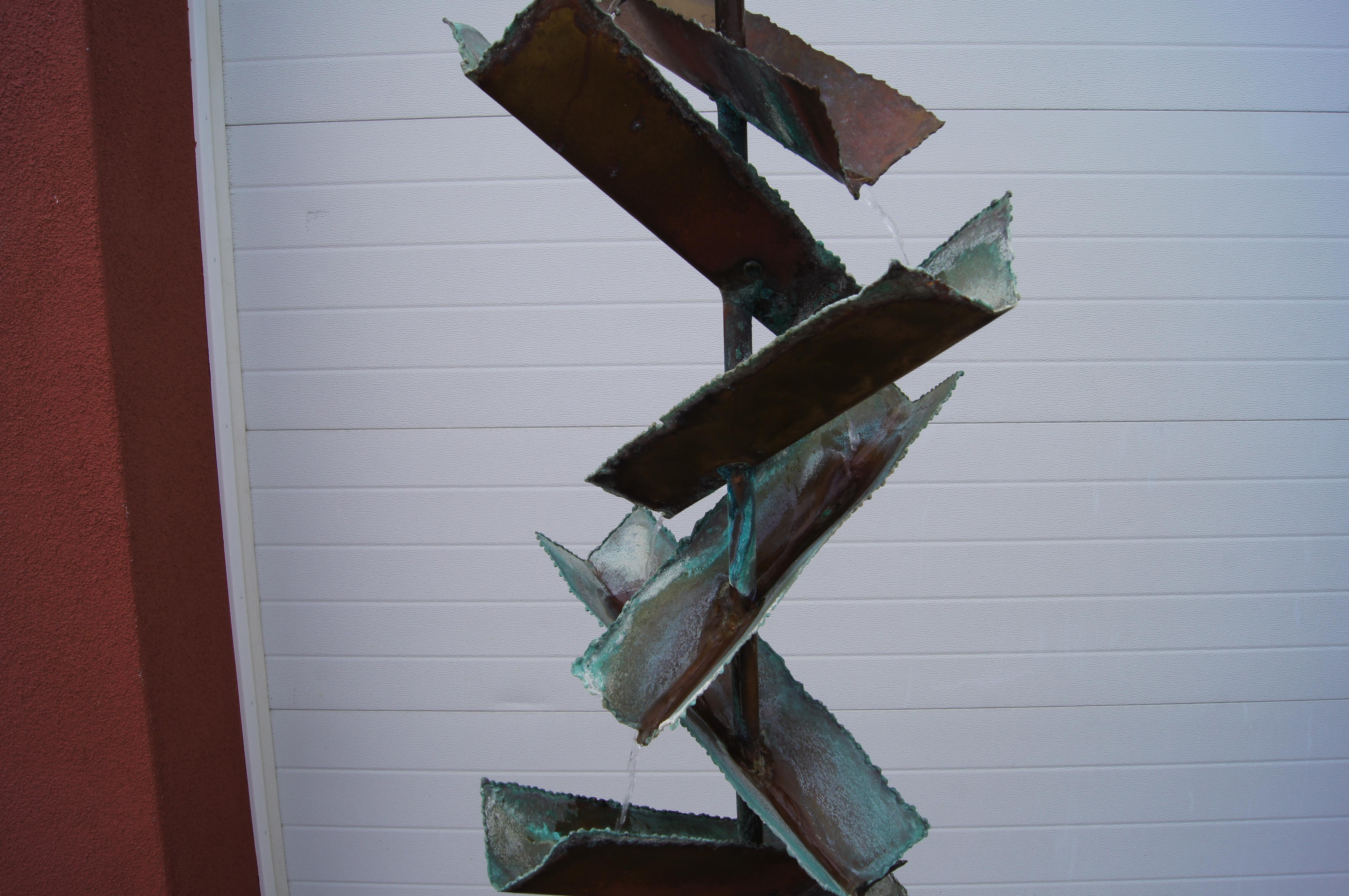 American Brutalist Patinated Copper Fountain by Silas Seandel