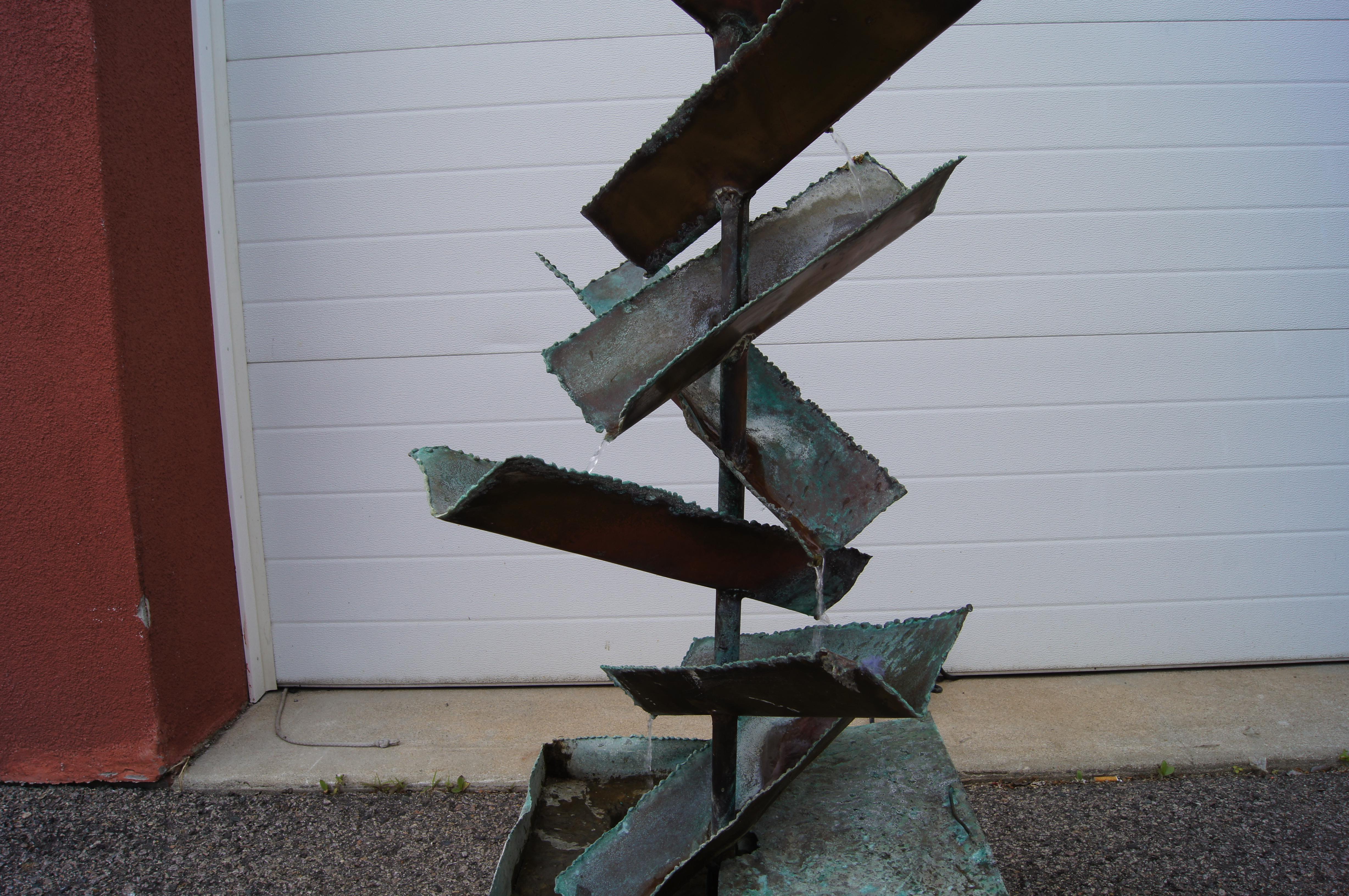 Late 20th Century Brutalist Patinated Copper Fountain by Silas Seandel