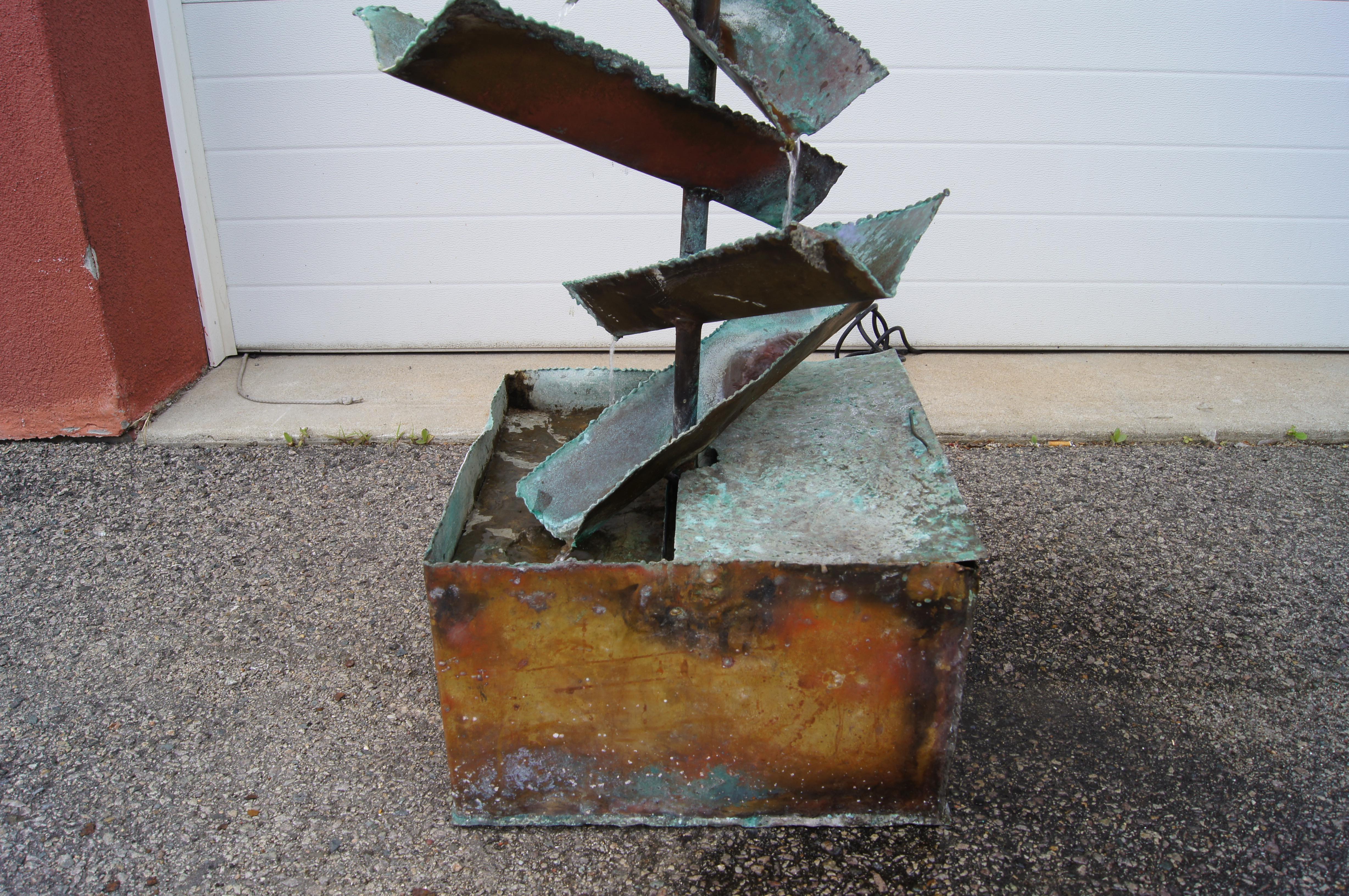 Brutalist Patinated Copper Fountain by Silas Seandel 1