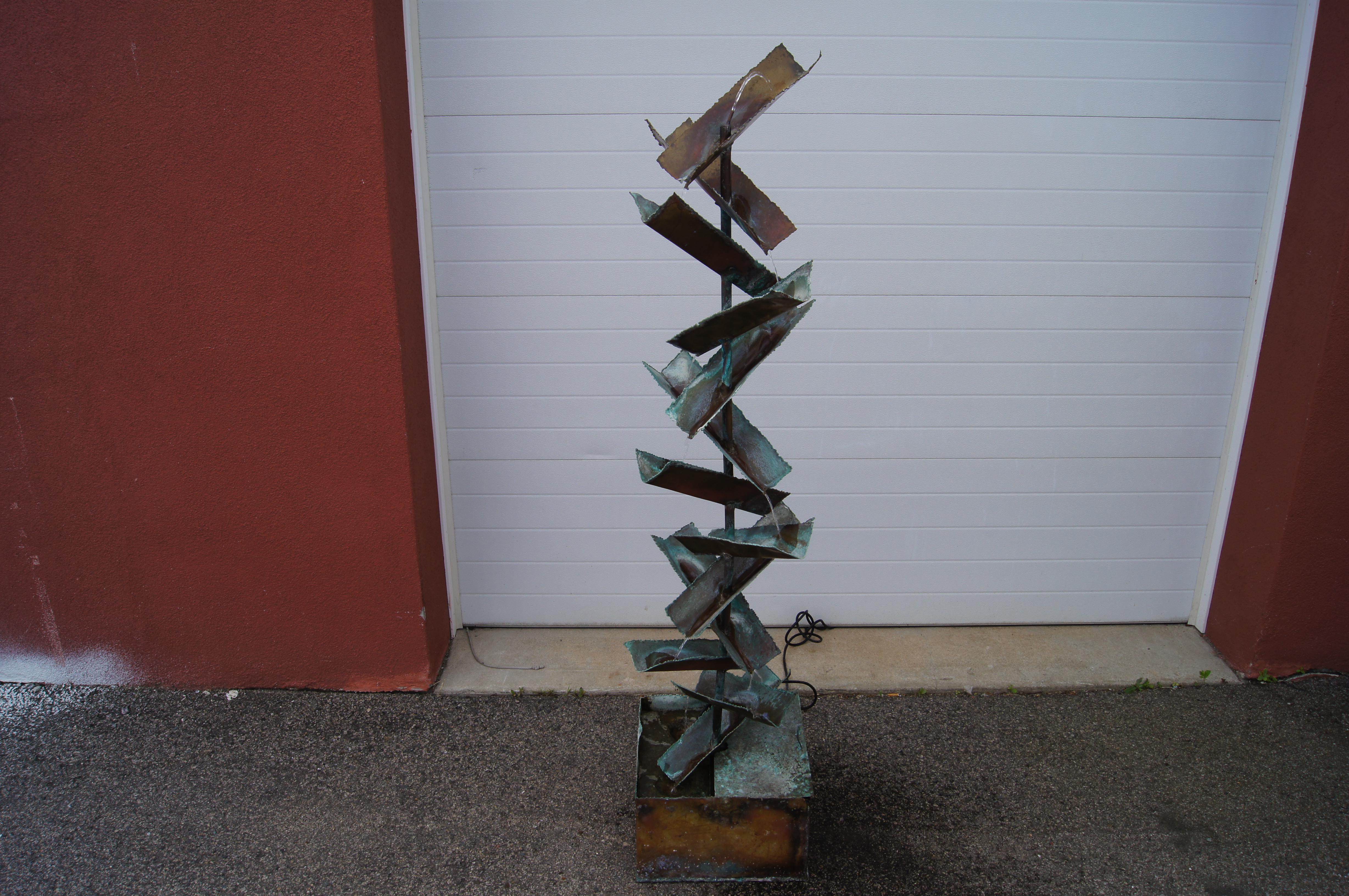 Brutalist Patinated Copper Fountain by Silas Seandel 2