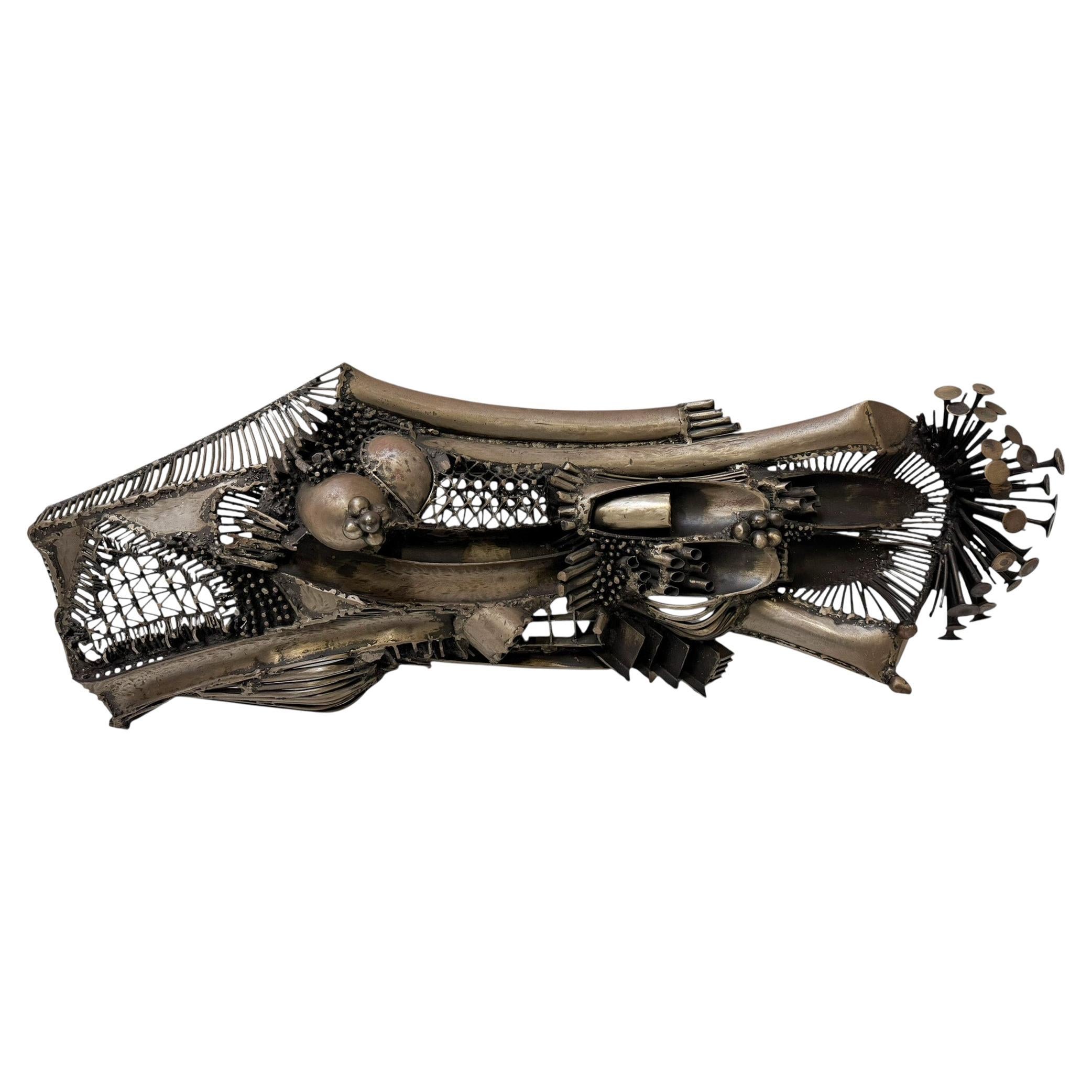 Brutalist Patinated Metal Abstract Sculpture by Frans de Boer Lichtveld, 1964