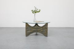 Brutalist Paul Evans Inspired Side or Coffee Table with Sculptural Base