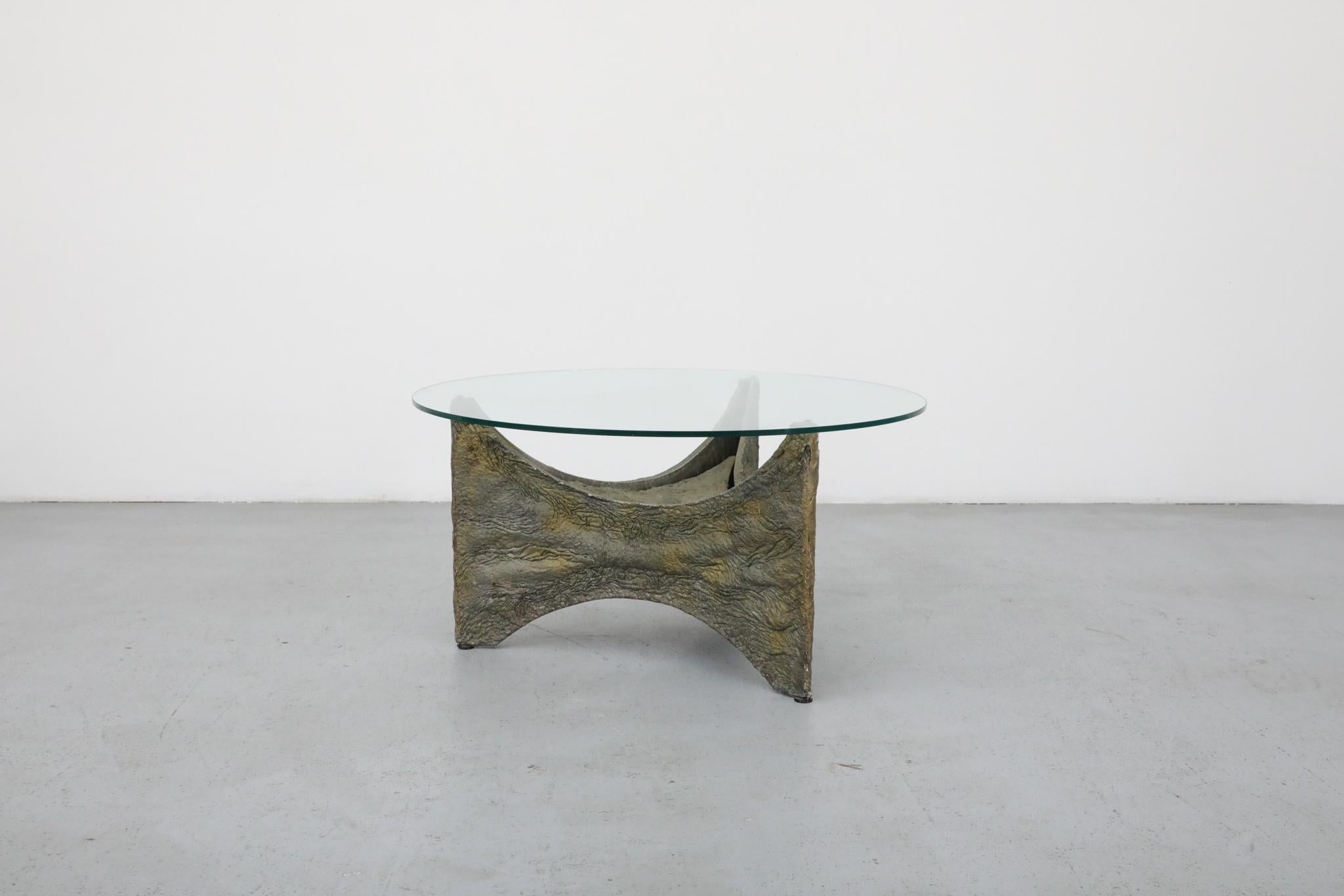 Mid-Century Modern Brutalist Paul Evans Inspired Side or Coffee Table with Sculptural Base For Sale