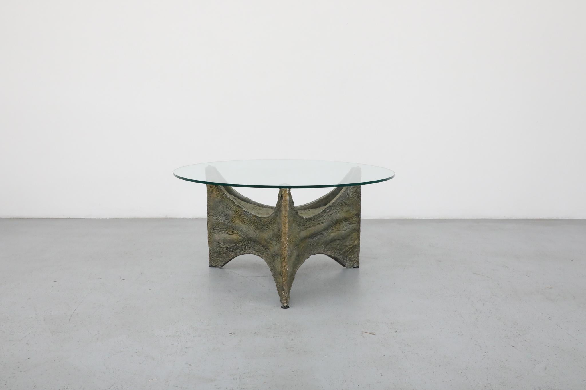 Belgian Brutalist Paul Evans Inspired Side or Coffee Table with Sculptural Base For Sale