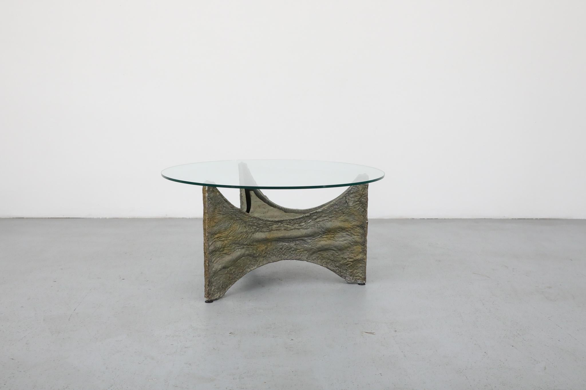 Brutalist Paul Evans Inspired Side or Coffee Table with Sculptural Base In Good Condition For Sale In Los Angeles, CA