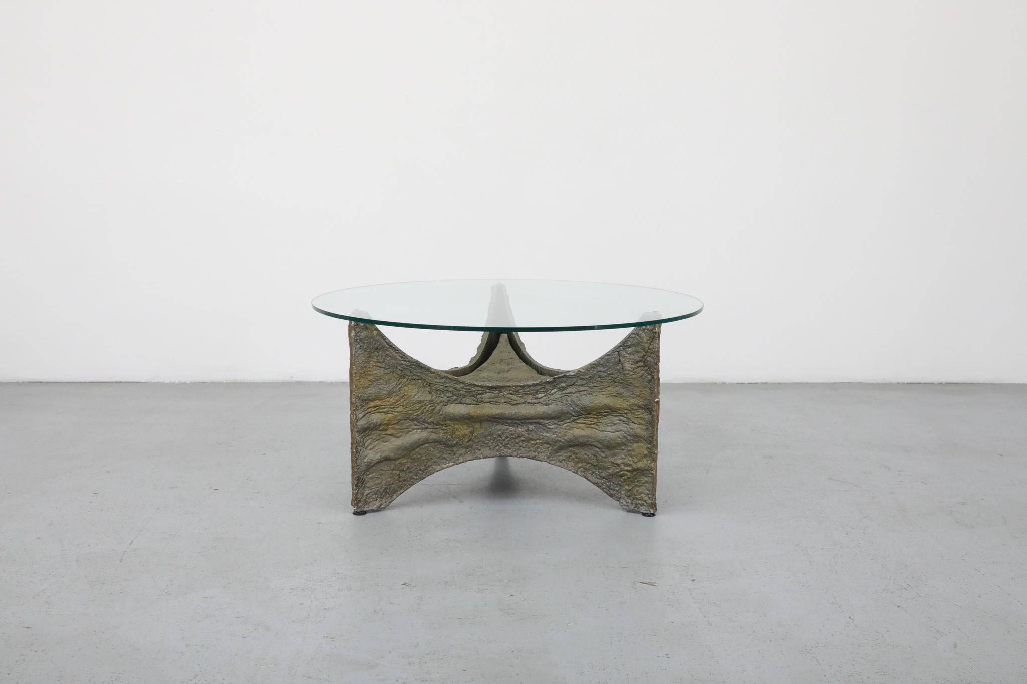 Mid-20th Century Brutalist Paul Evans Inspired Side or Coffee Table with Sculptural Base For Sale