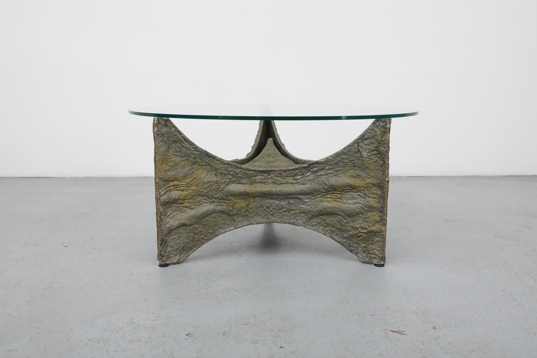 Brutalist Paul Evans Inspired Side or Coffee Table with Sculptural Base For Sale 1