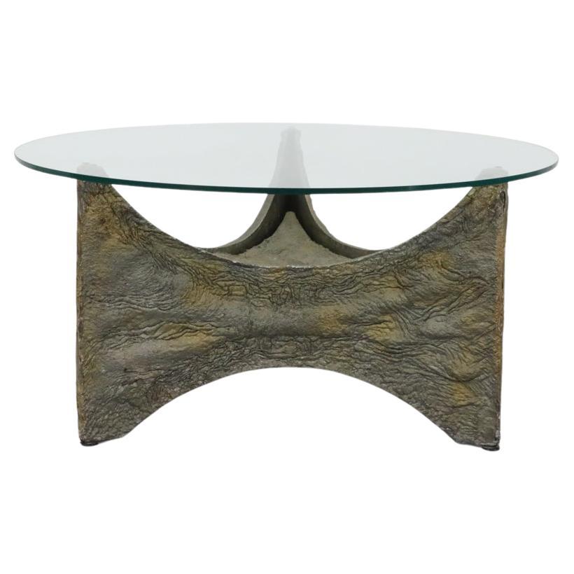 Brutalist Paul Evans Inspired Side or Coffee Table with Sculptural Base For Sale