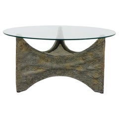 Brutalist Paul Evans Inspired Side or Coffee Table with Sculptural Base