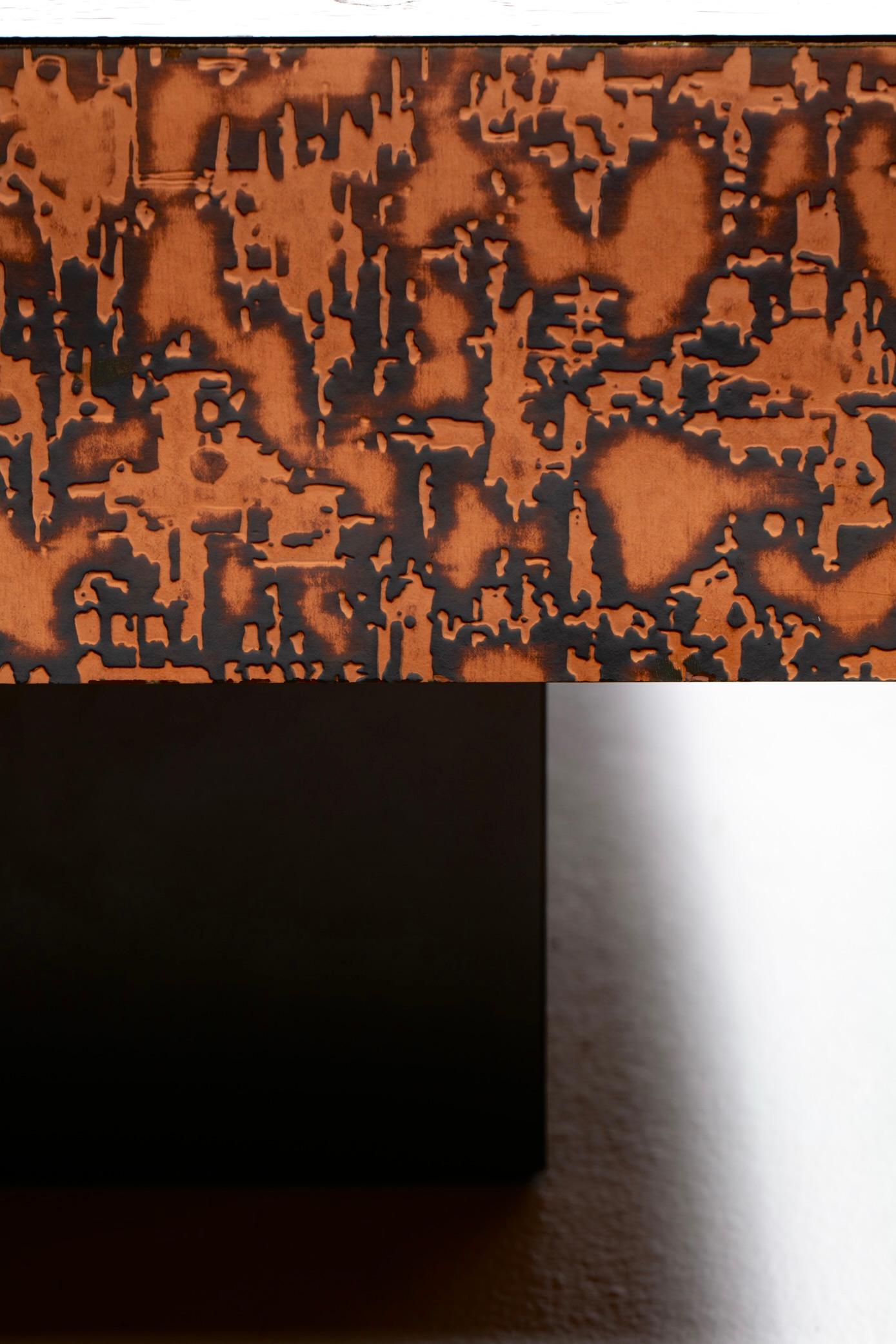 Brutalist Paul Evans Style Etched Copper Square Coffee Table c. 1970s 2