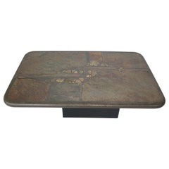 Brutalist Paul Kingma One-Off Artwork Stone & Brass Coffee Table, 1990 Holland