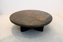 Brutalist Paul Kingma One-Off Ceramic and Brass Artwork Coffee Table, Holland