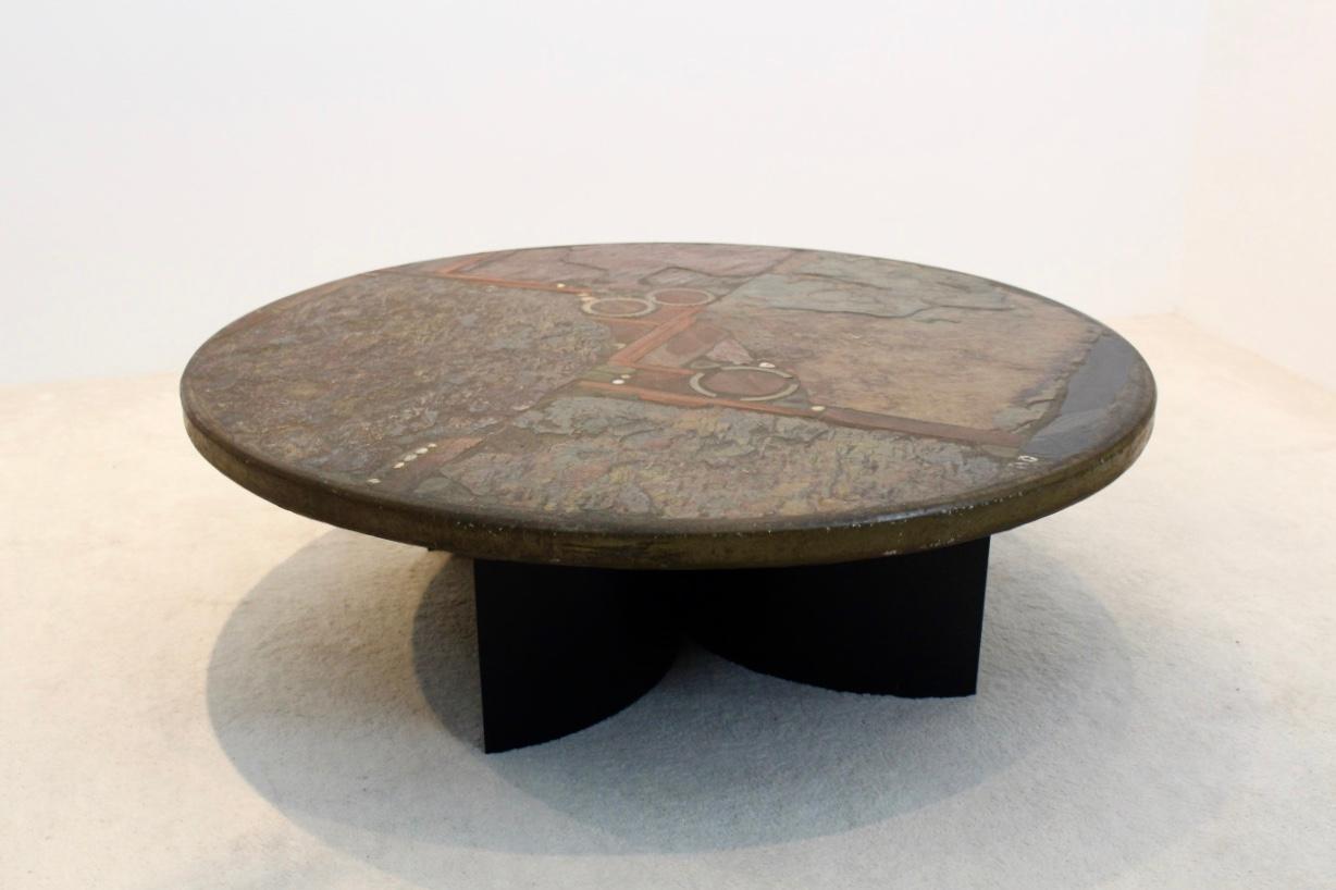 20th Century Brutalist Paul Kingma One-Off Ceramic and Brass Artwork Coffee Table, Holland
