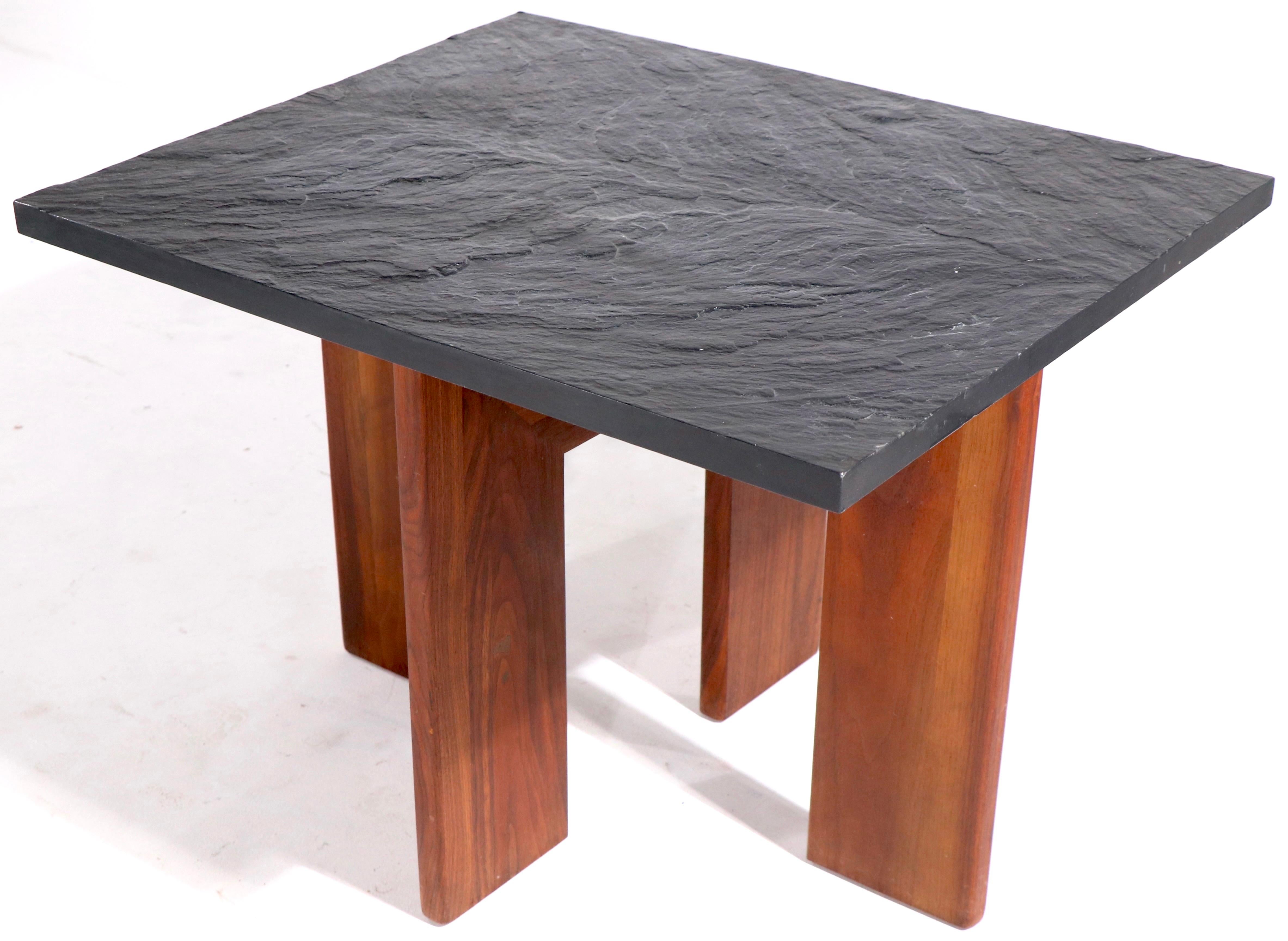 Brutalist Pearsall End Table with Faux Slate Top 1