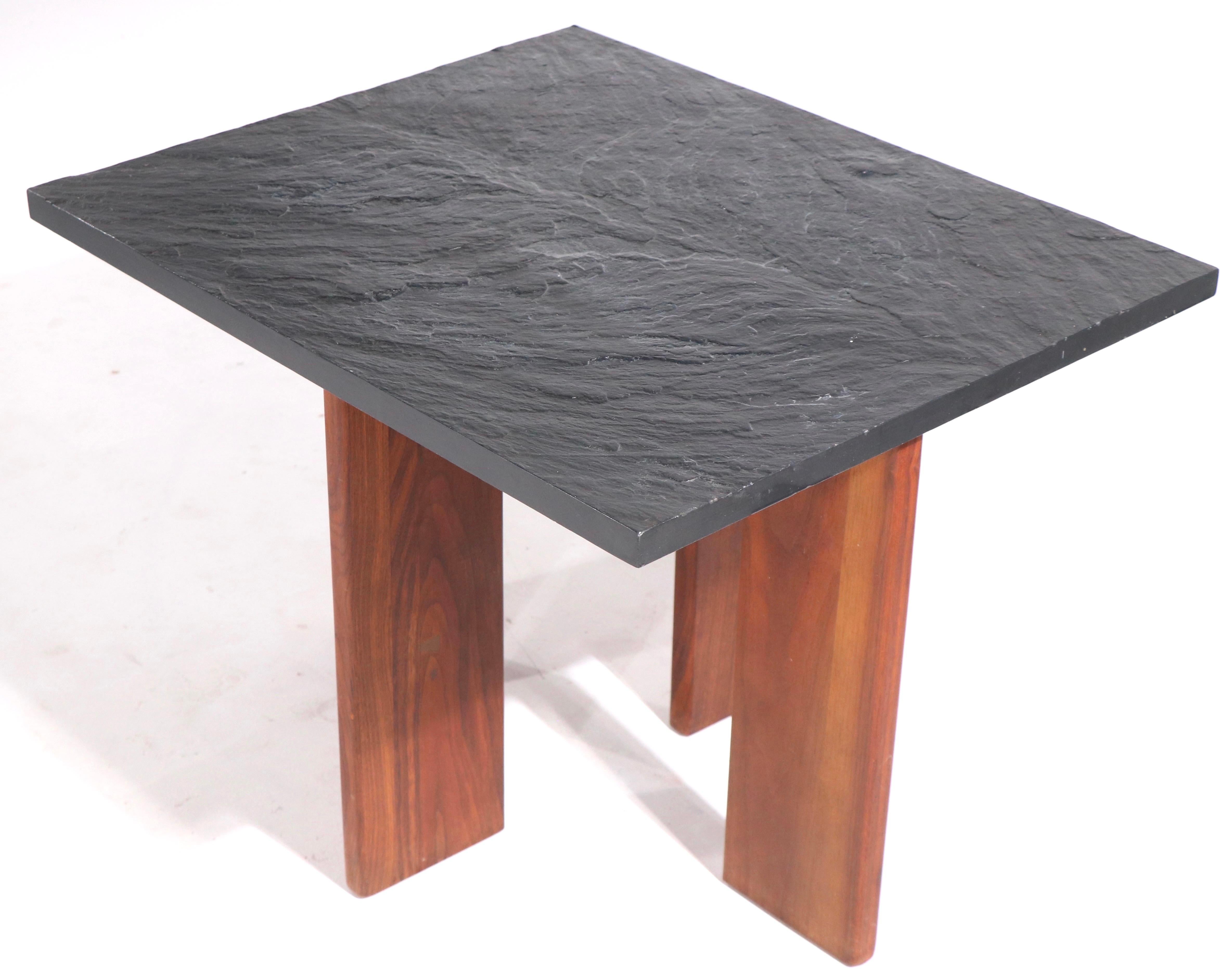 Brutalist Pearsall End Table with Faux Slate Top 3