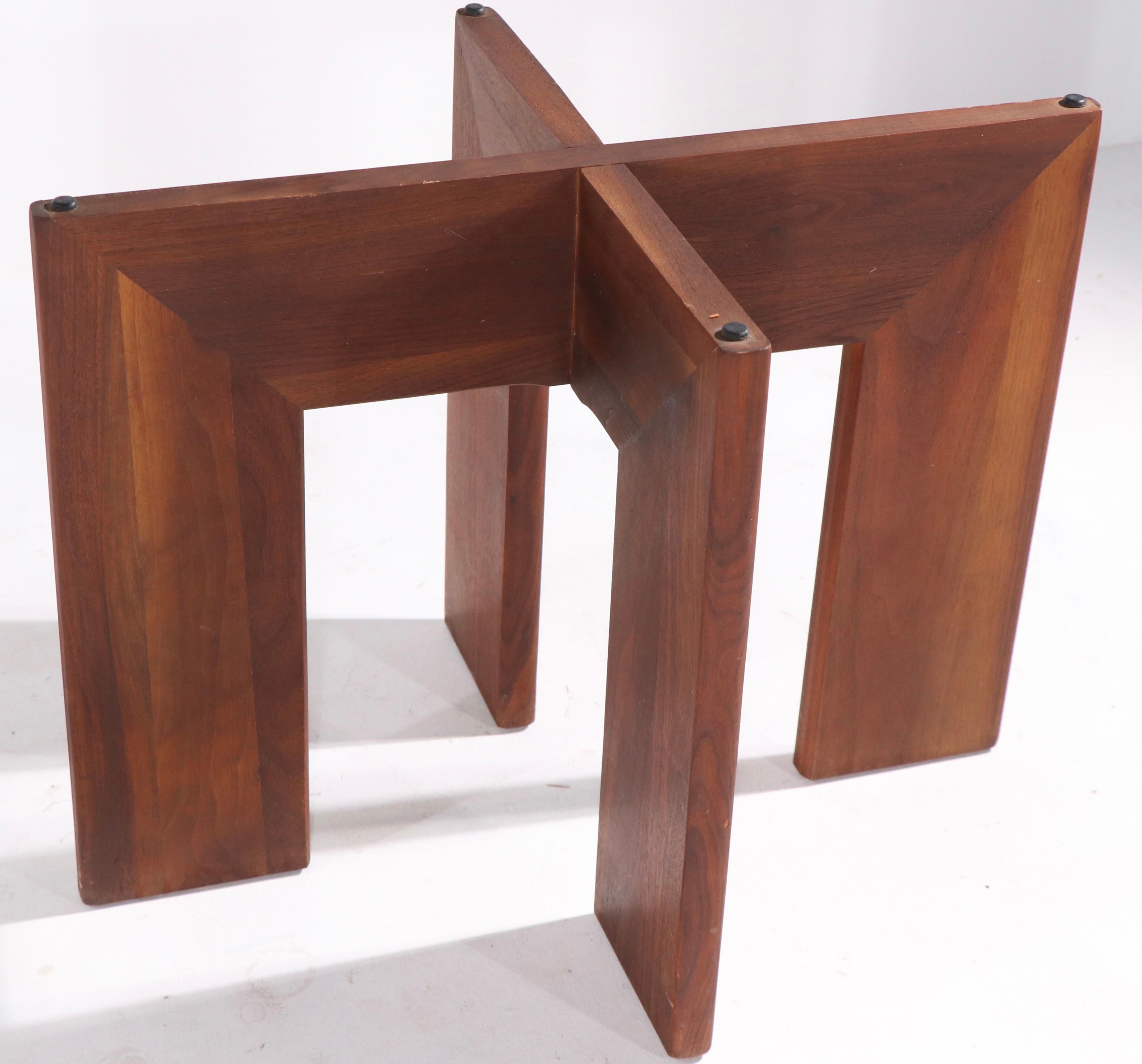 Brutalist end or side table designed by Adrian Pearsall for Craft Associates, having a faux slate top, on a solid wood base. This table is less common than the glass top tables Pearsall designed, this example is in very good, original condition,