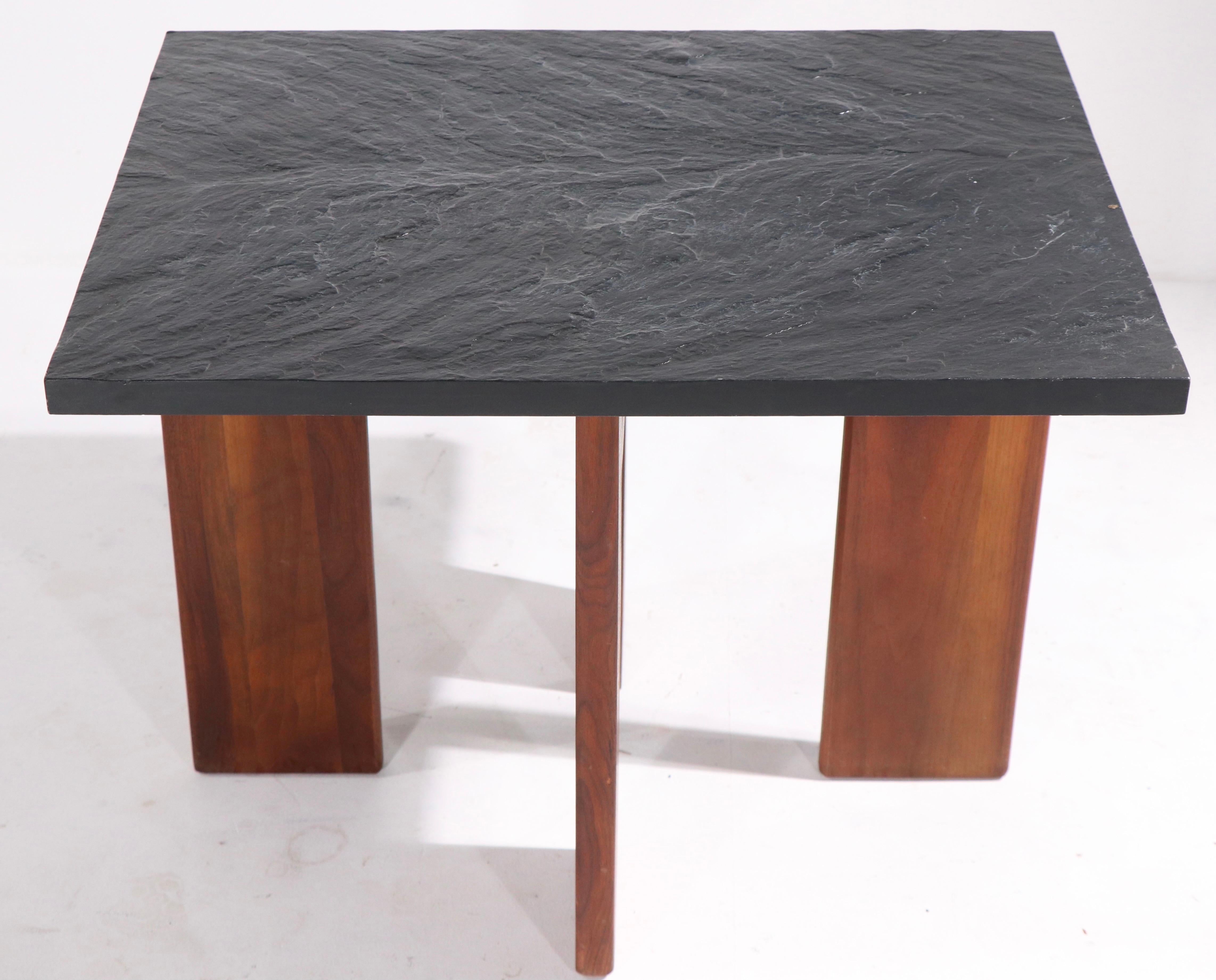 American Brutalist Pearsall End Table with Faux Slate Top