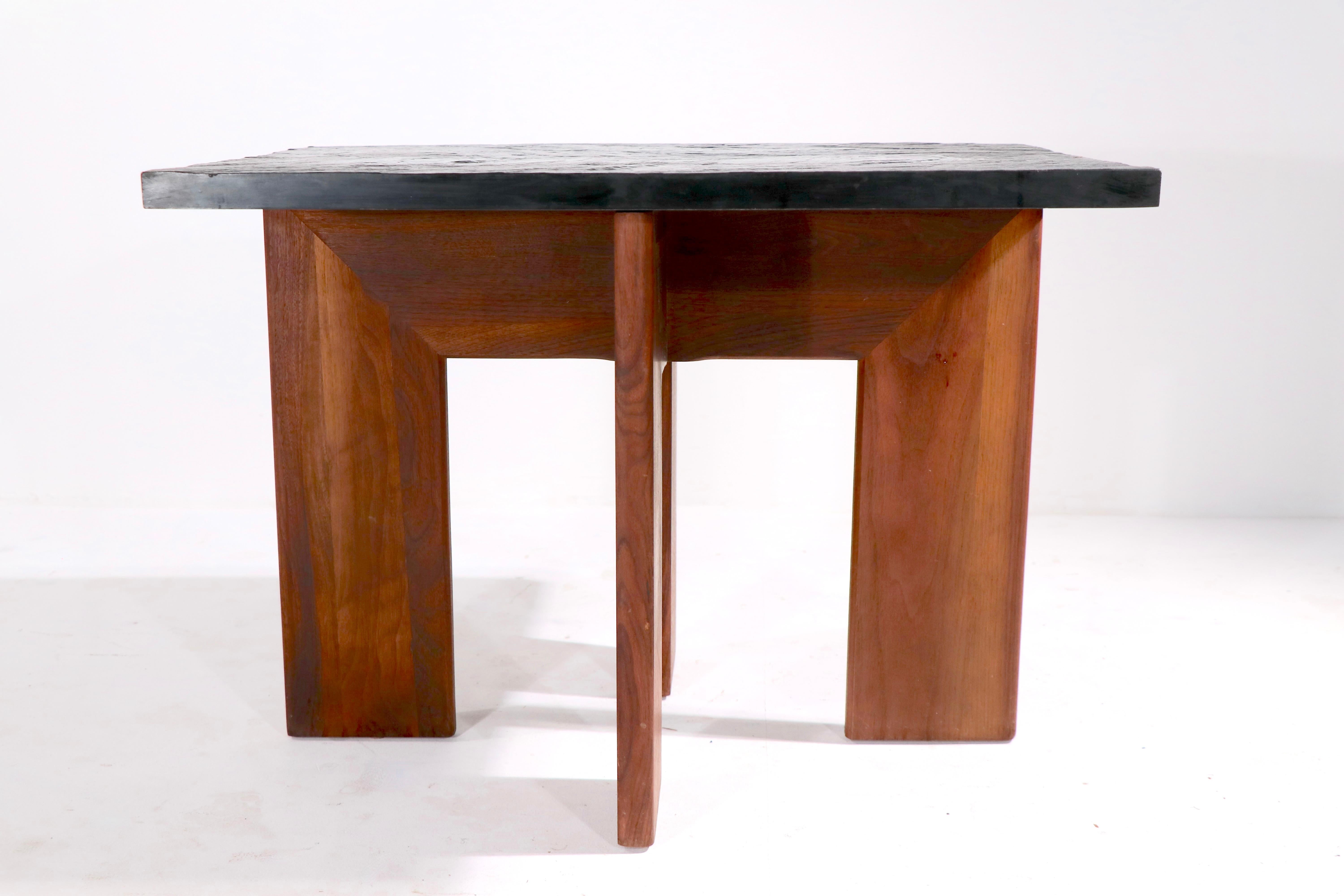 Brutalist Pearsall End Table with Faux Slate Top In Good Condition In New York, NY