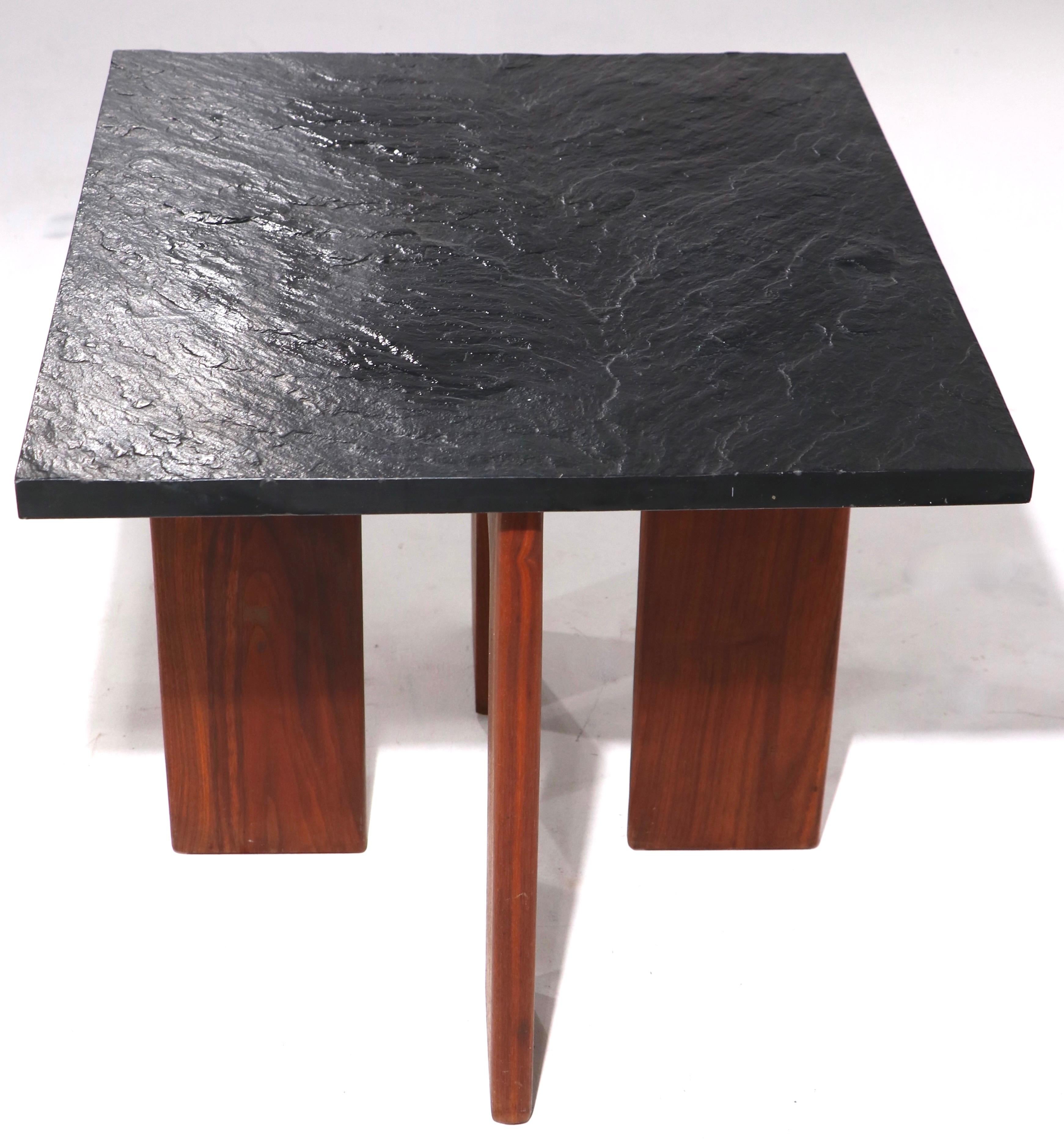 Composition Brutalist Pearsall End Table with Faux Slate Top