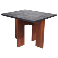Brutalist Pearsall End Table with Faux Slate Top