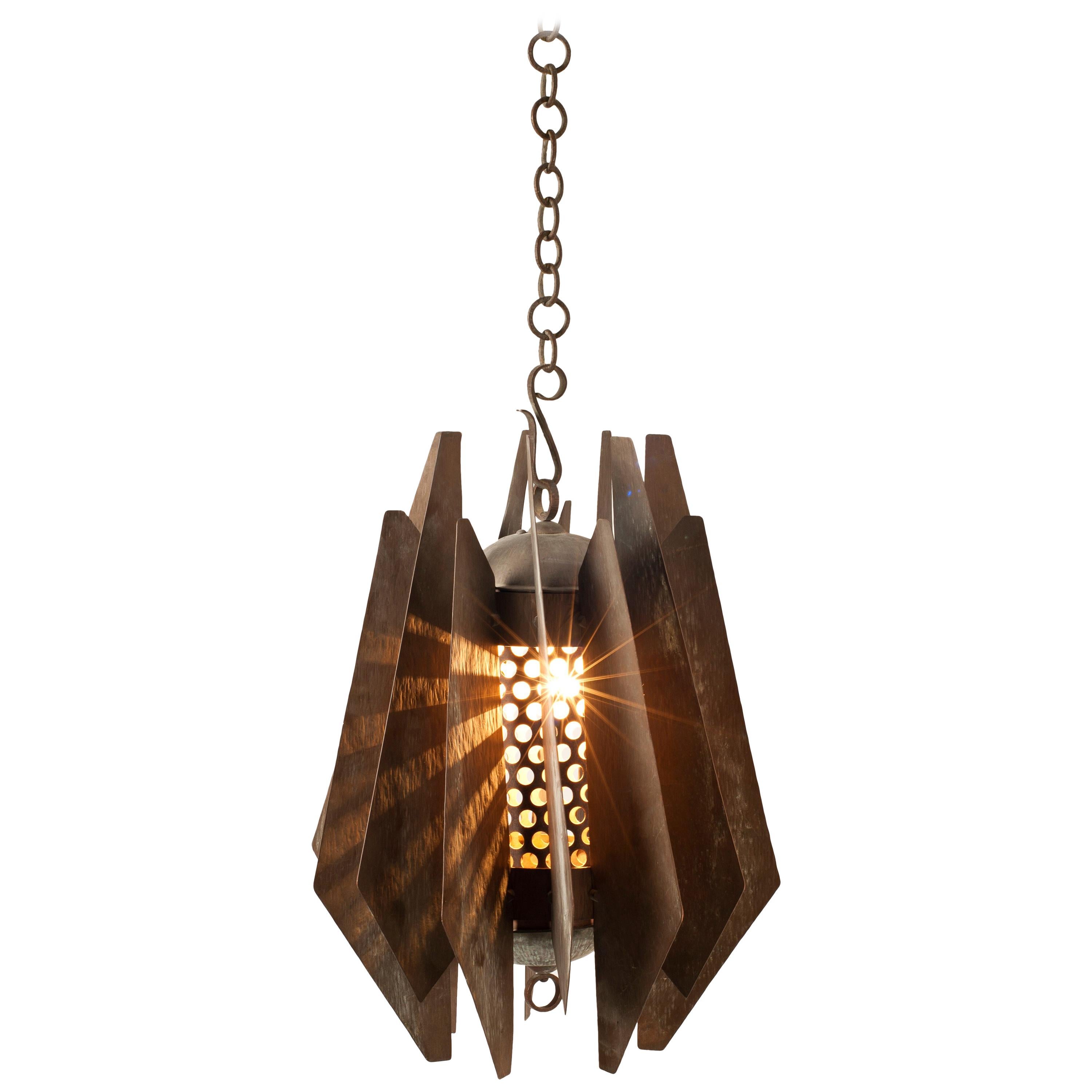Brutalist Pendant in Solid Copper, circa 1960s, Sourced in South Africa For Sale