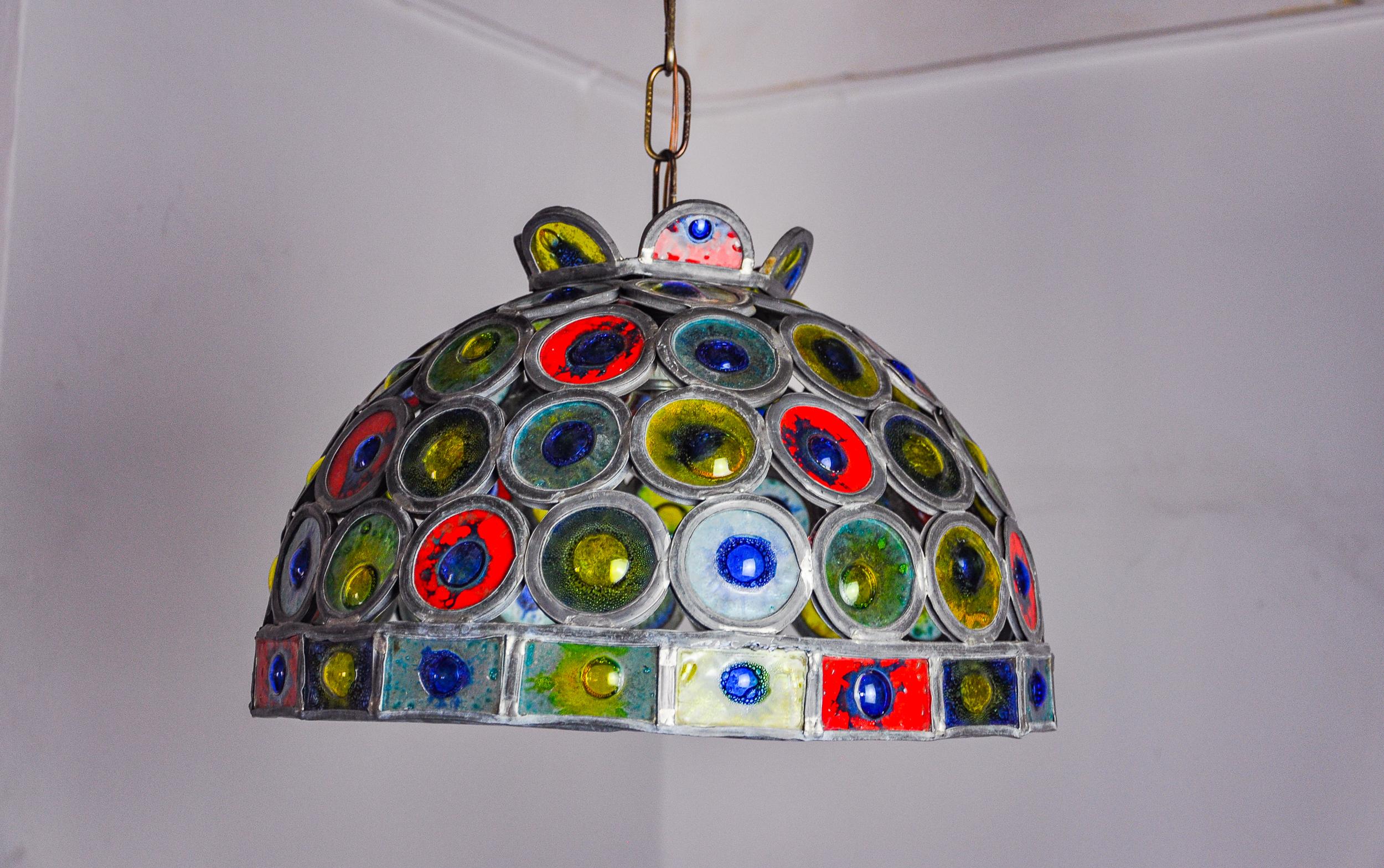 Hollywood Regency Lampe pendante brutaliste de Felipe Derflingher pour Feders, en verre soufflé, 1960, Mexi en vente